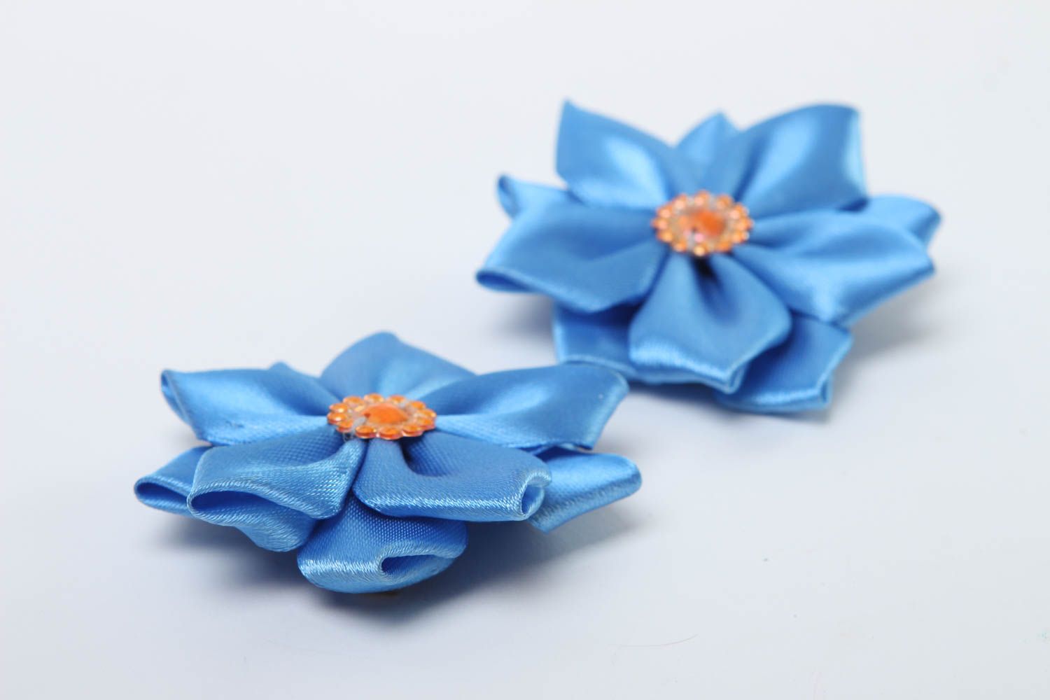 Handmade hair clips kanzashi flowers designer accessories gifts for girls photo 3