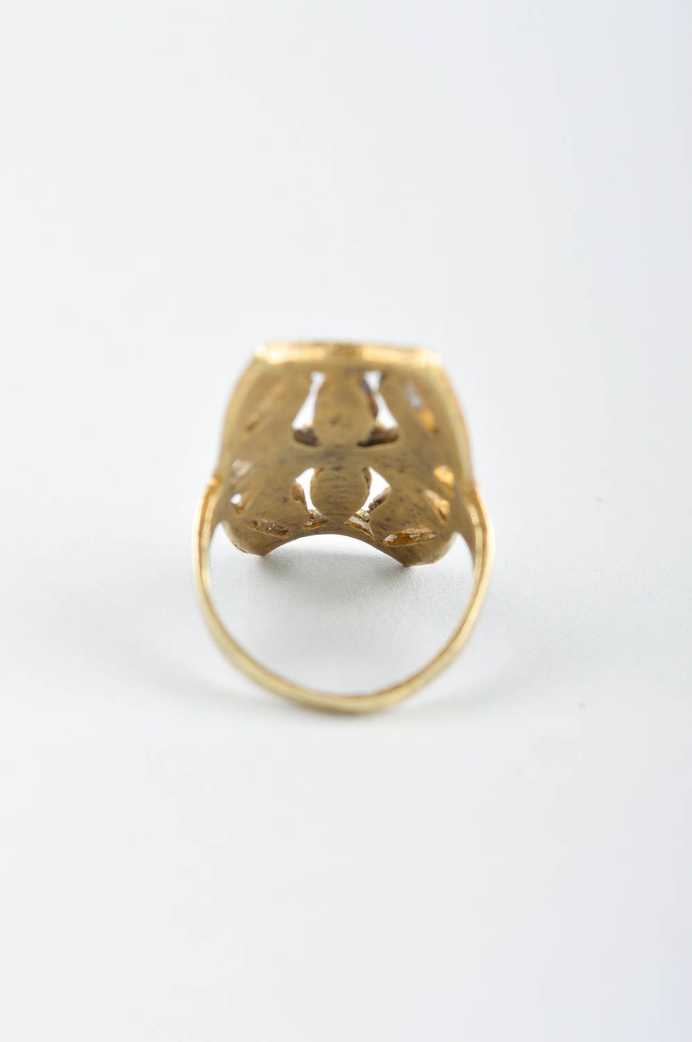 Кольцо ручной работы кольцо из латуни металлическое украшение стильное большое фото 4