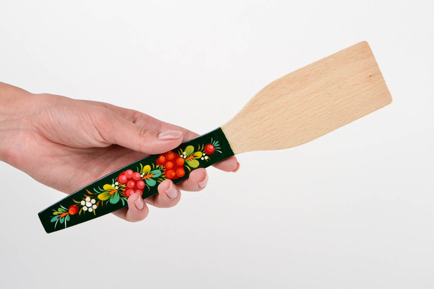 Handmade designer wooden spatula painted kitchen utensils ware in ethnic style photo 2