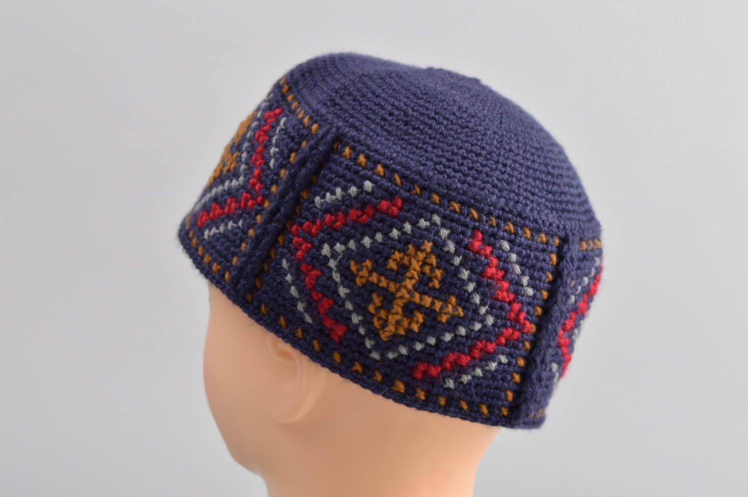 Herren Mütze handmade originelles Geschenk Mode Accessoire Mütze aus Wolle lila foto 1