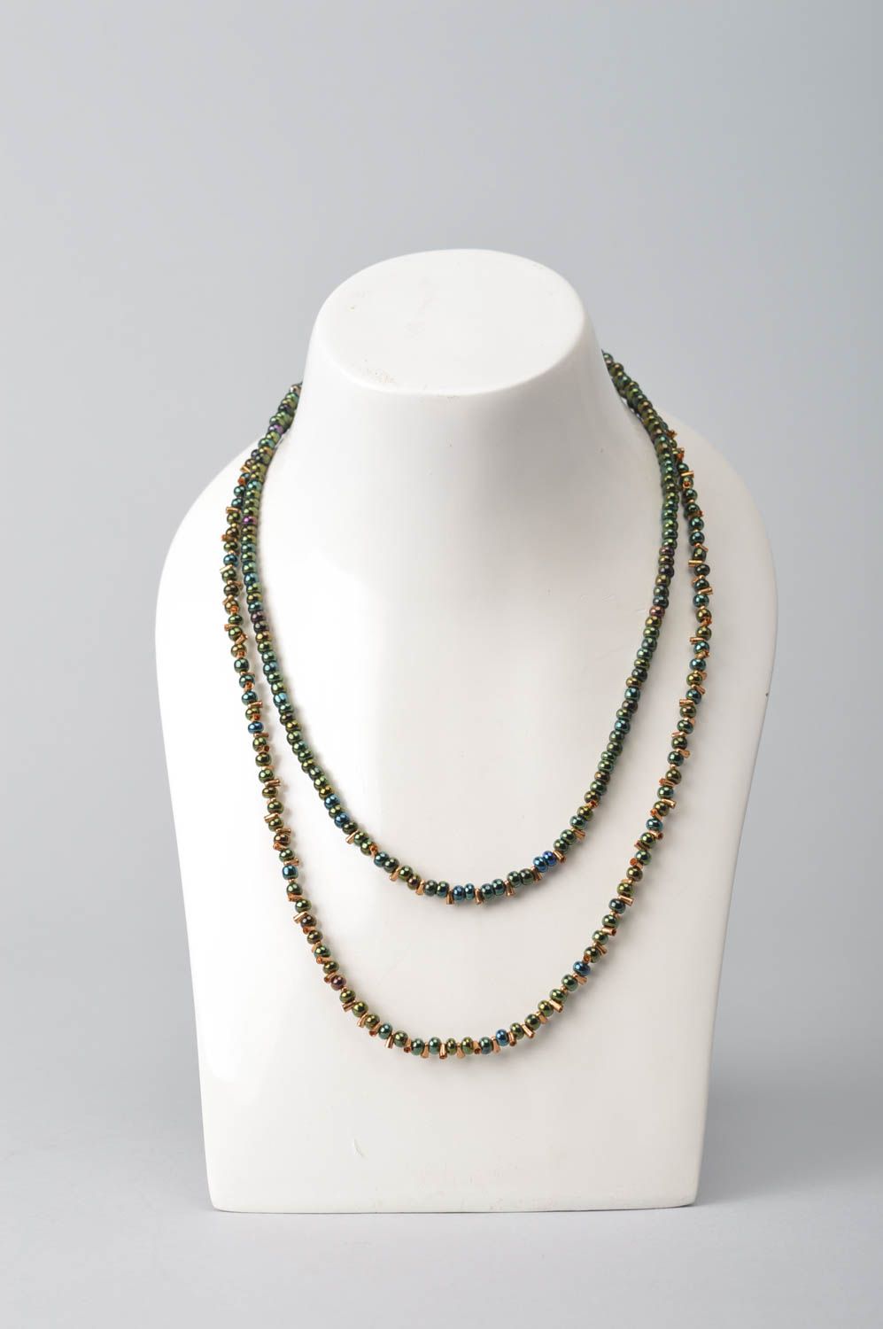Collier textile Bijou fait main perles en tissu design Idée cadeau femme photo 1