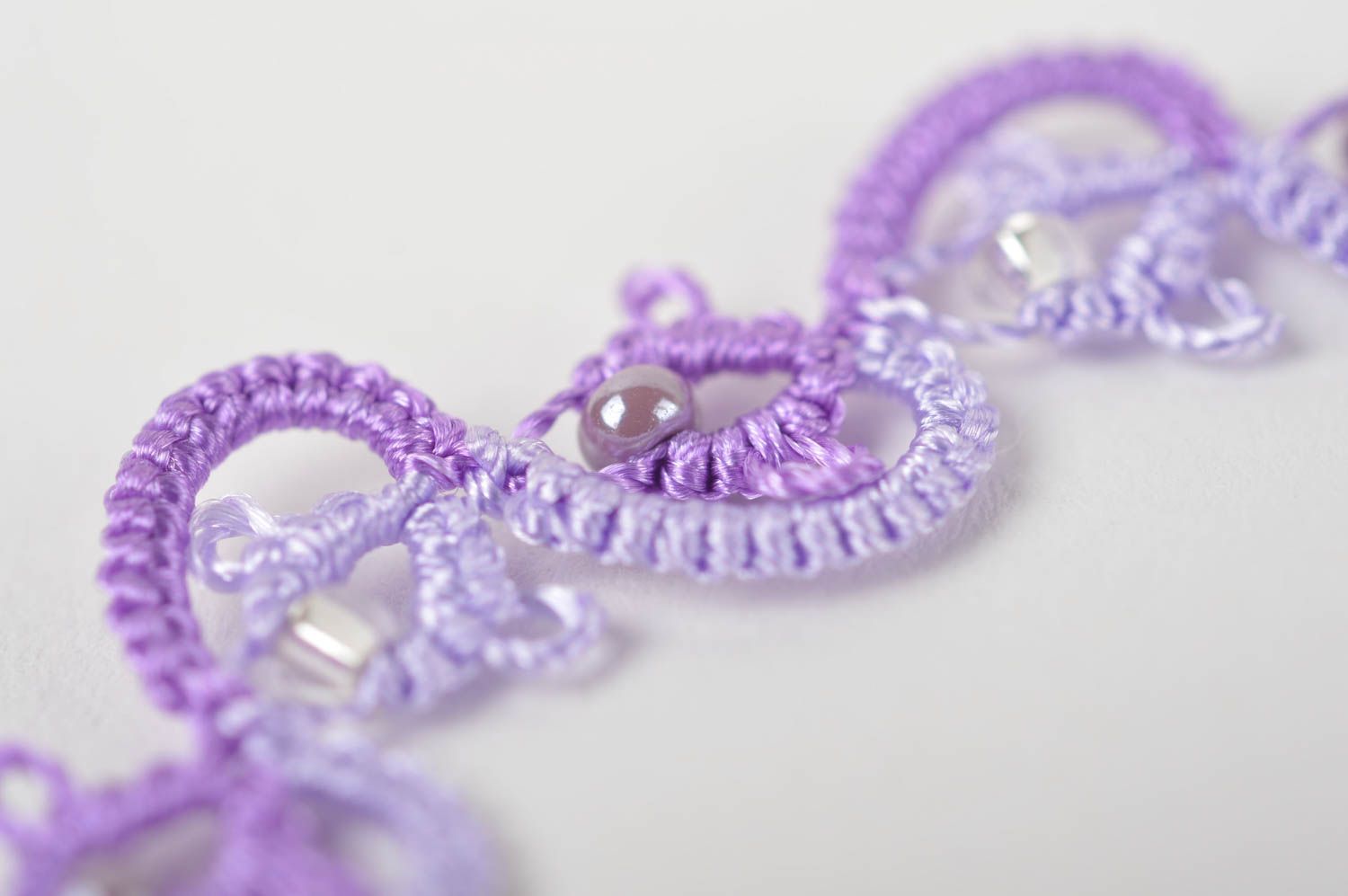 Handmade Spitze Armband in Violett Designer Schmuck Accessoire für Frauen foto 3
