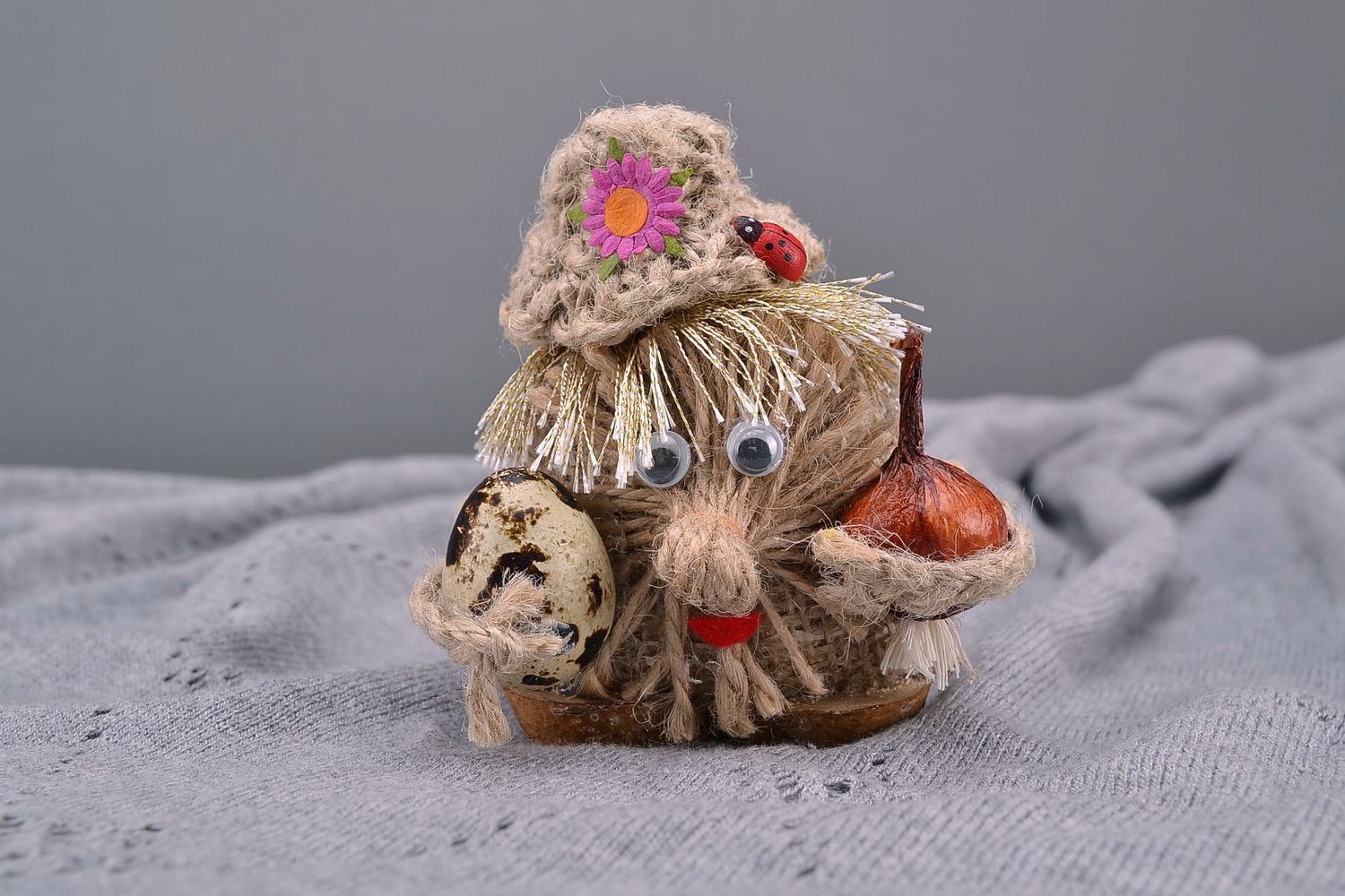 Charm made from flax sackcloth photo 5