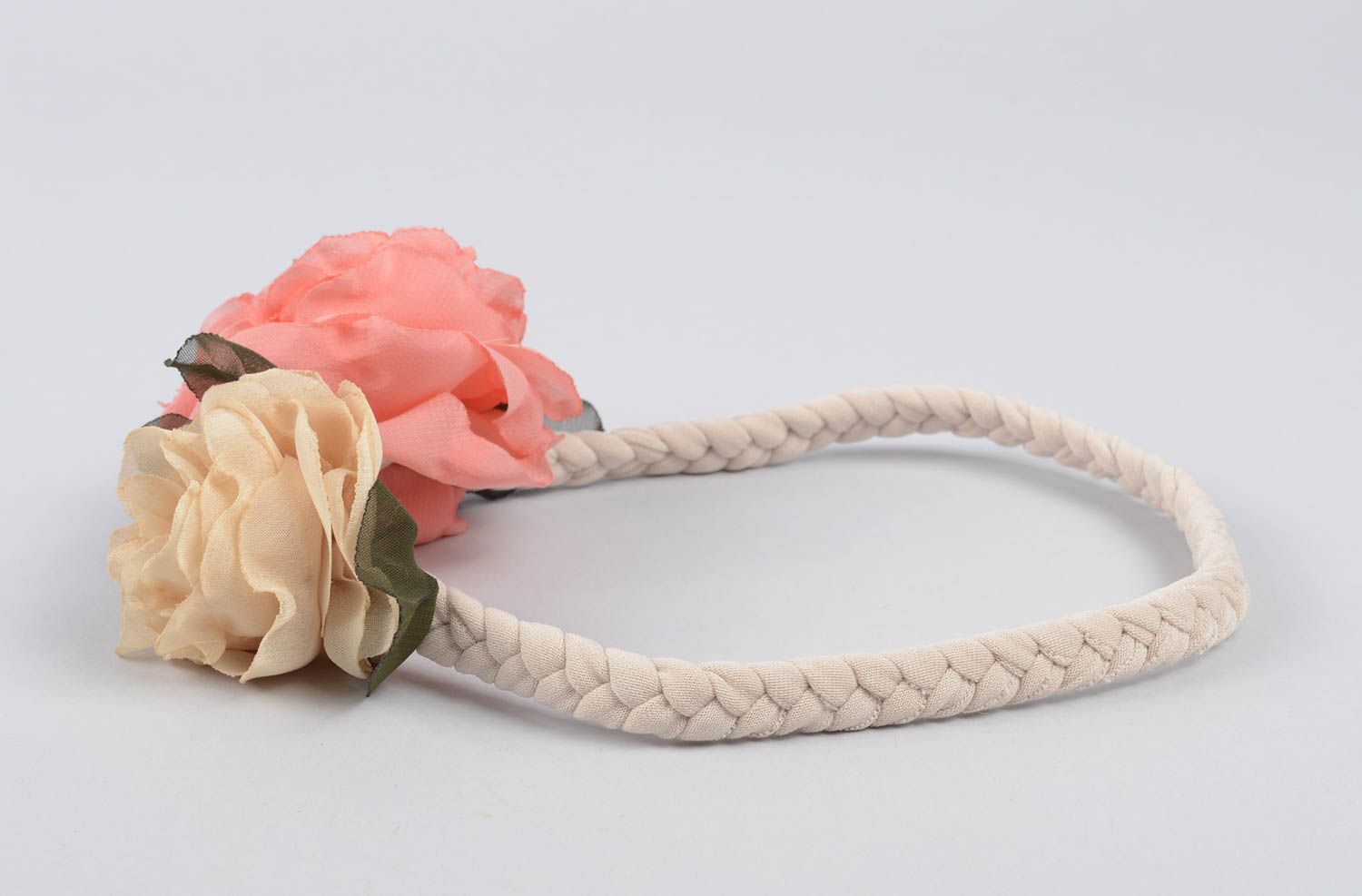 Stylish handmade textile headband stretch flower headband elegant hair photo 3