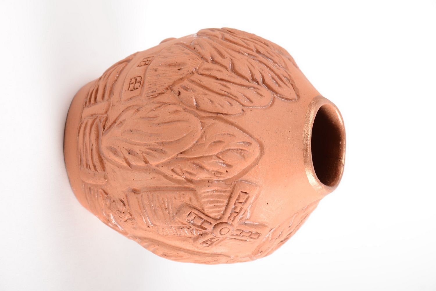 Глиняная ваза для сухоцветов ручной работы объемом 300 мл оригинальная фото 4