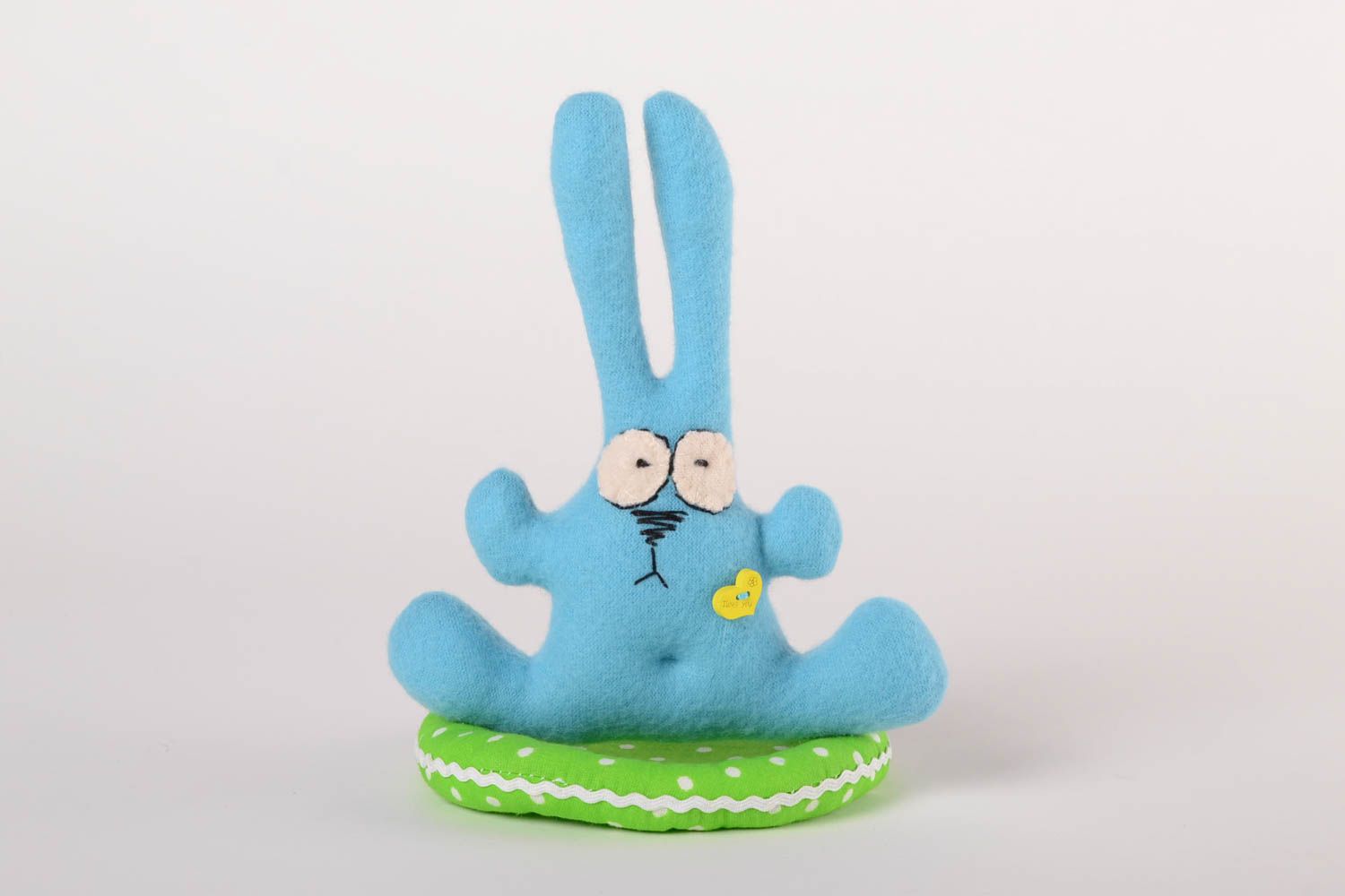 Handmade baby toy fleece handmade toy soft toy bright blue bunny toy toy for kid photo 1