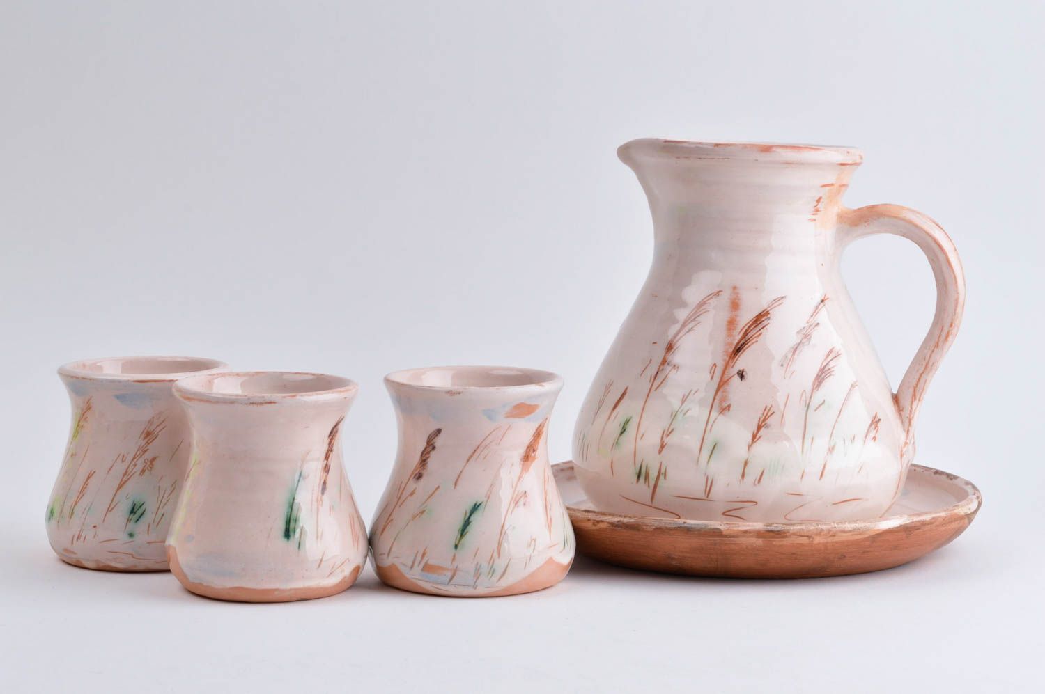 Keramik Geschirr Set handgefertigt Keramik Krug Trinkbecher aus Ton bemalt foto 2
