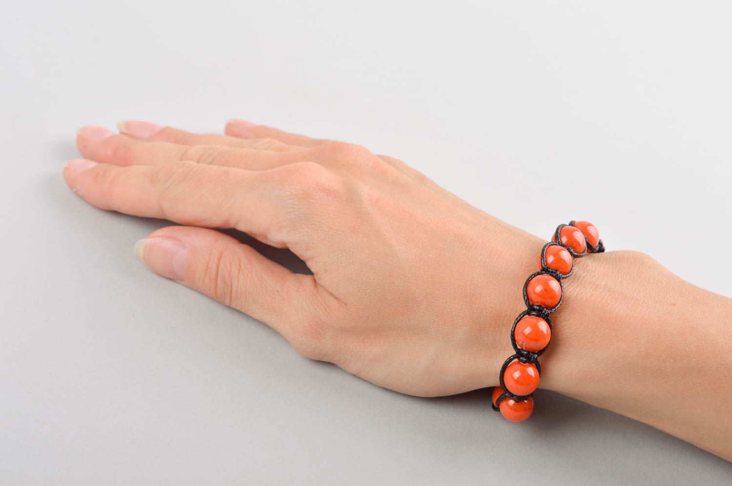 Украшение ручной работы оранжевый женский браслет стильный браслет с бусинами фото 5