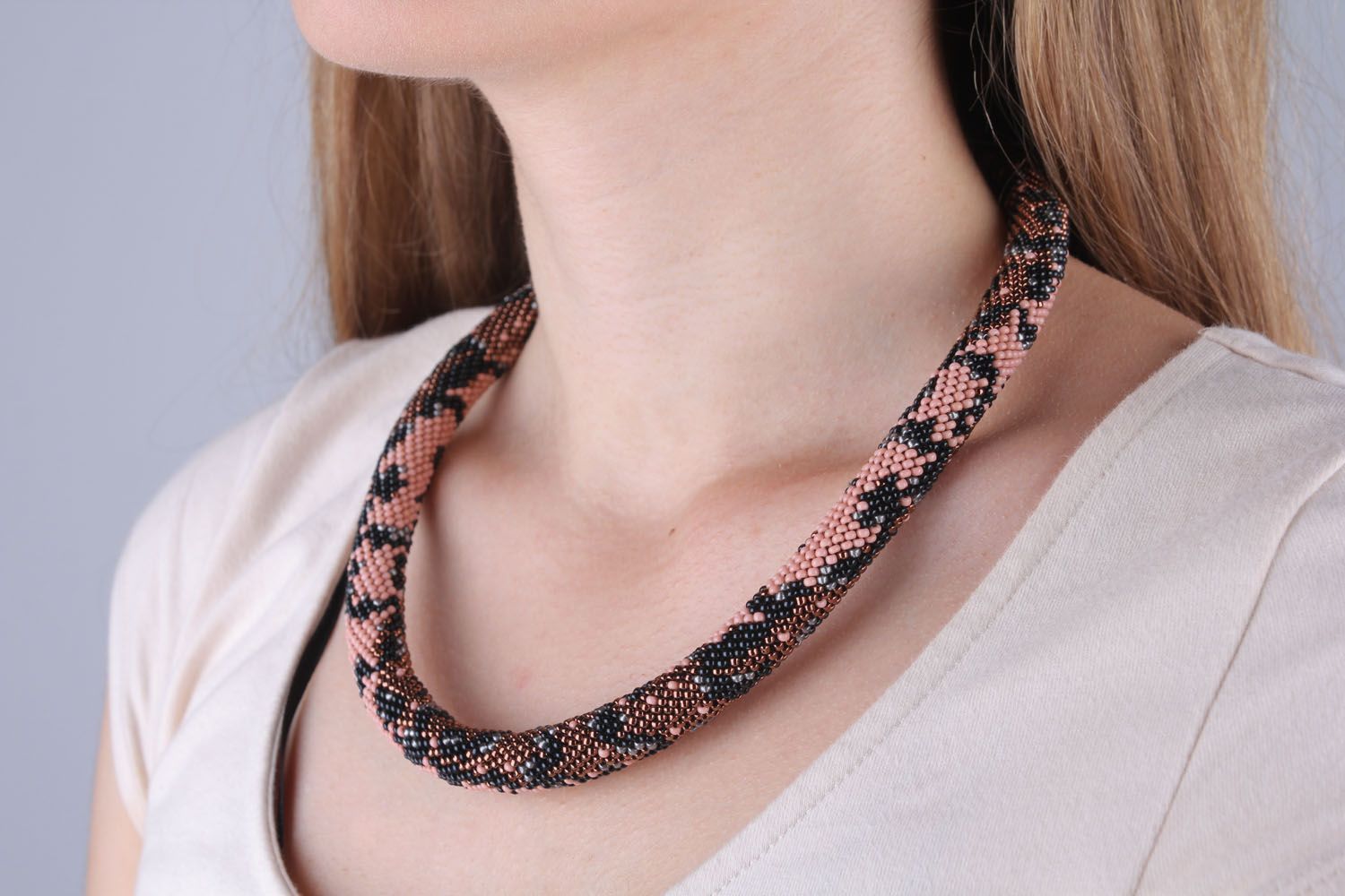 Hand woven beaded cord necklace photo 5