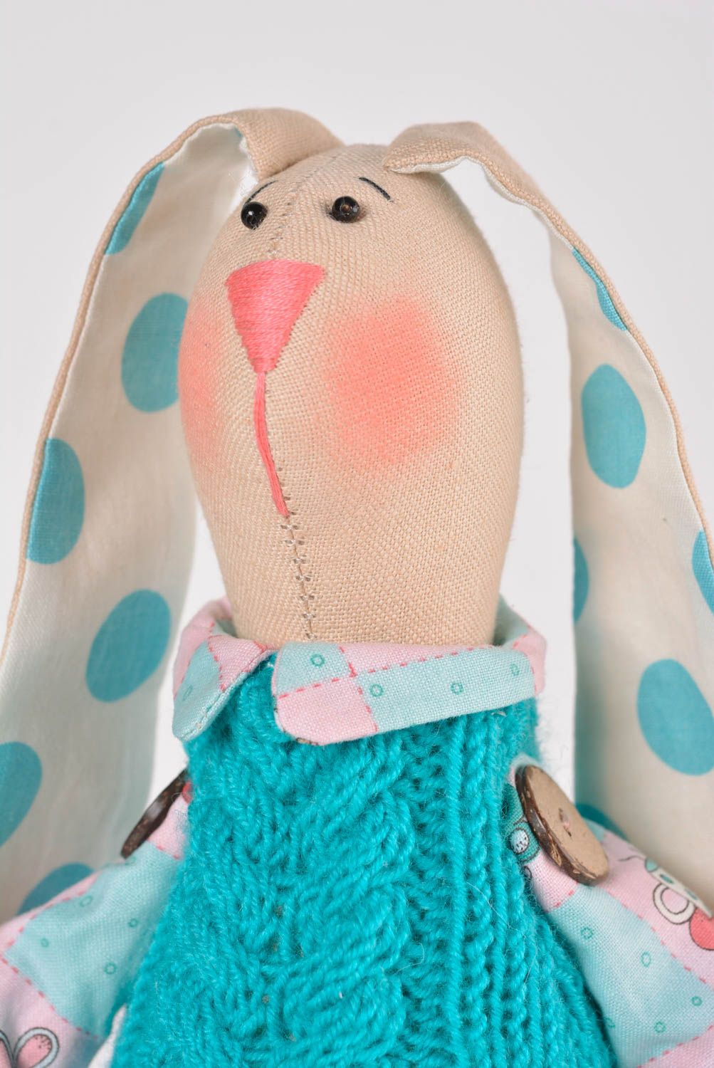 Muñeco de trapo hecho a mano juguete de tela peluche original cosido Conejito foto 4