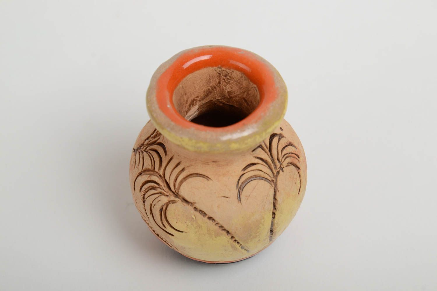 Расписной декоративный глиняный кувшин ручной работы крошечный красивый фото 5