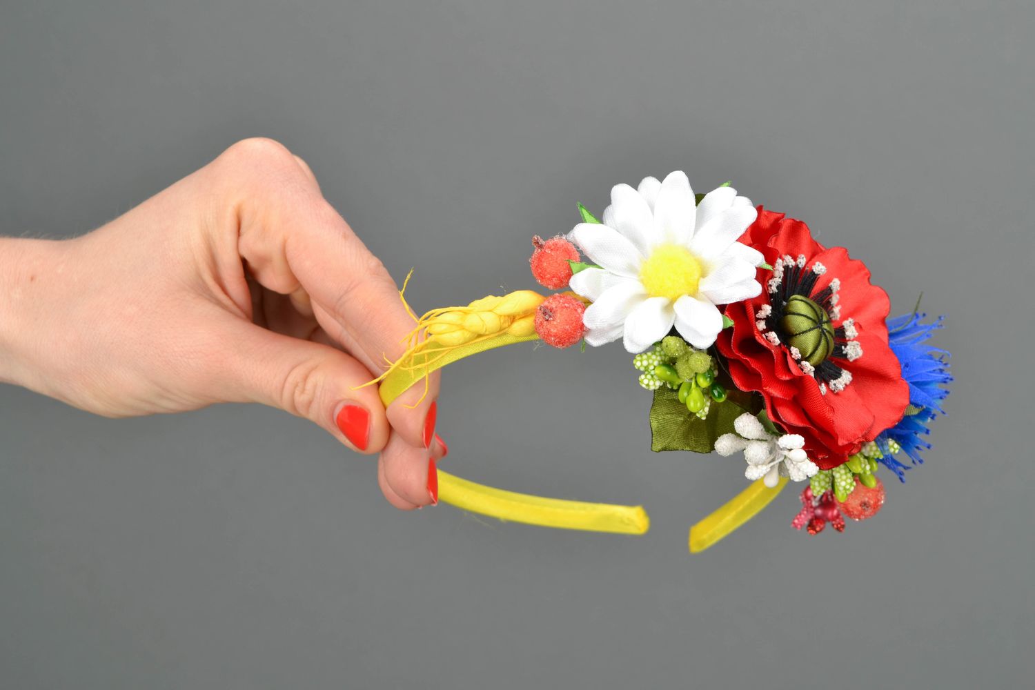 Serre-tête avec fleurs artificielles fait main photo 2