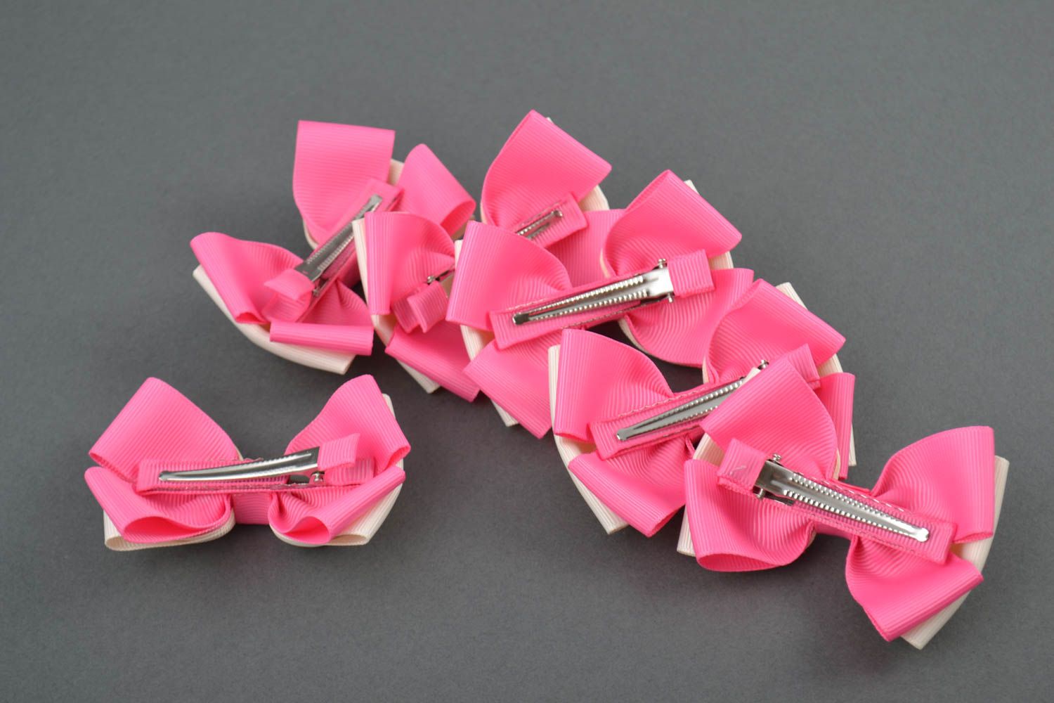Handmade Haarspangen Set Haarschleifen pink Damen Modeschmuck 6 Stück schön foto 2