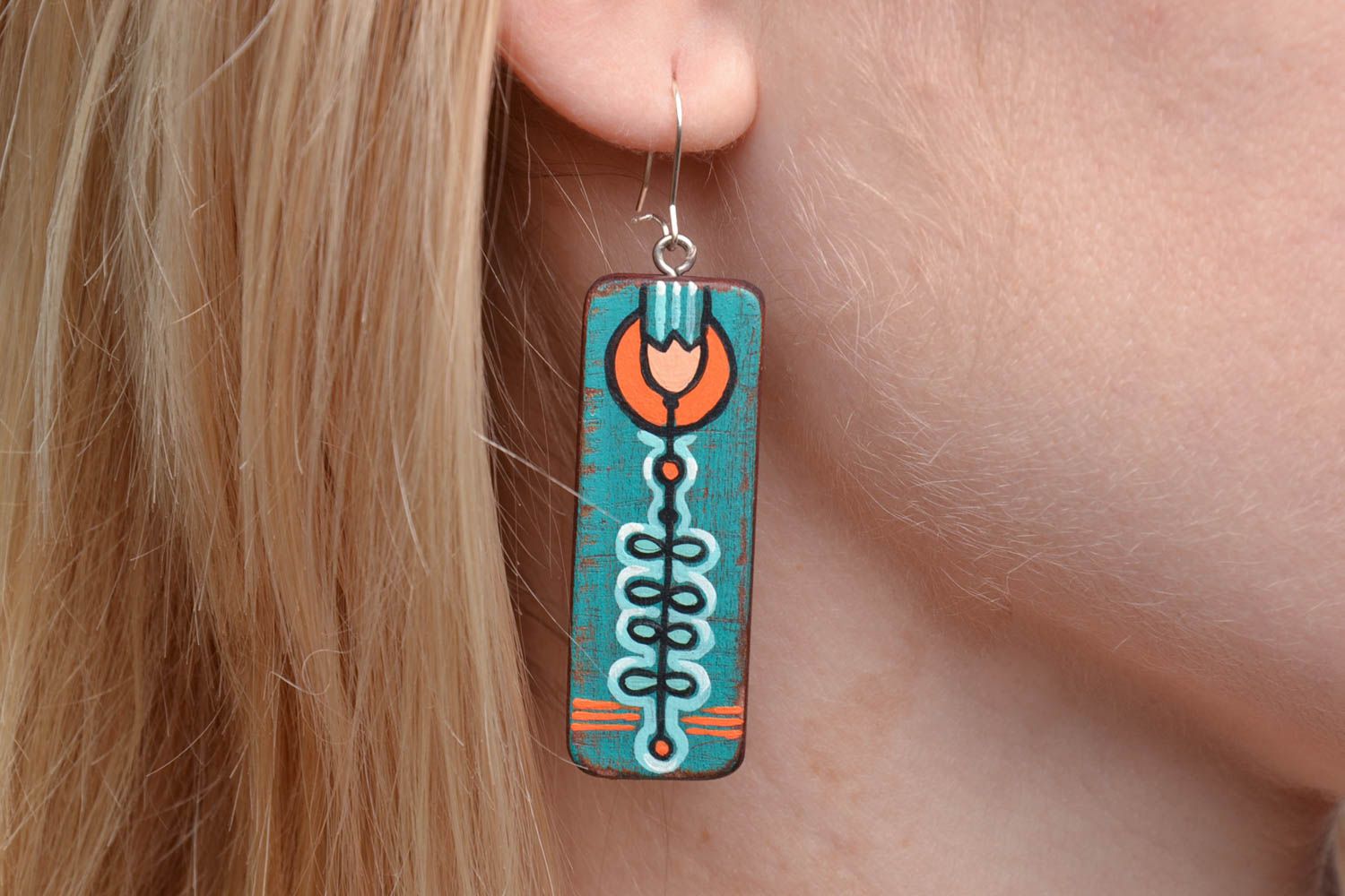 Wooden earrings with charms photo 5