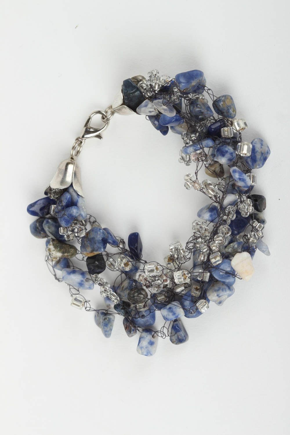 Bracelet perles rocaille Bijou fait main lazurite mauve Accessoire femme photo 2