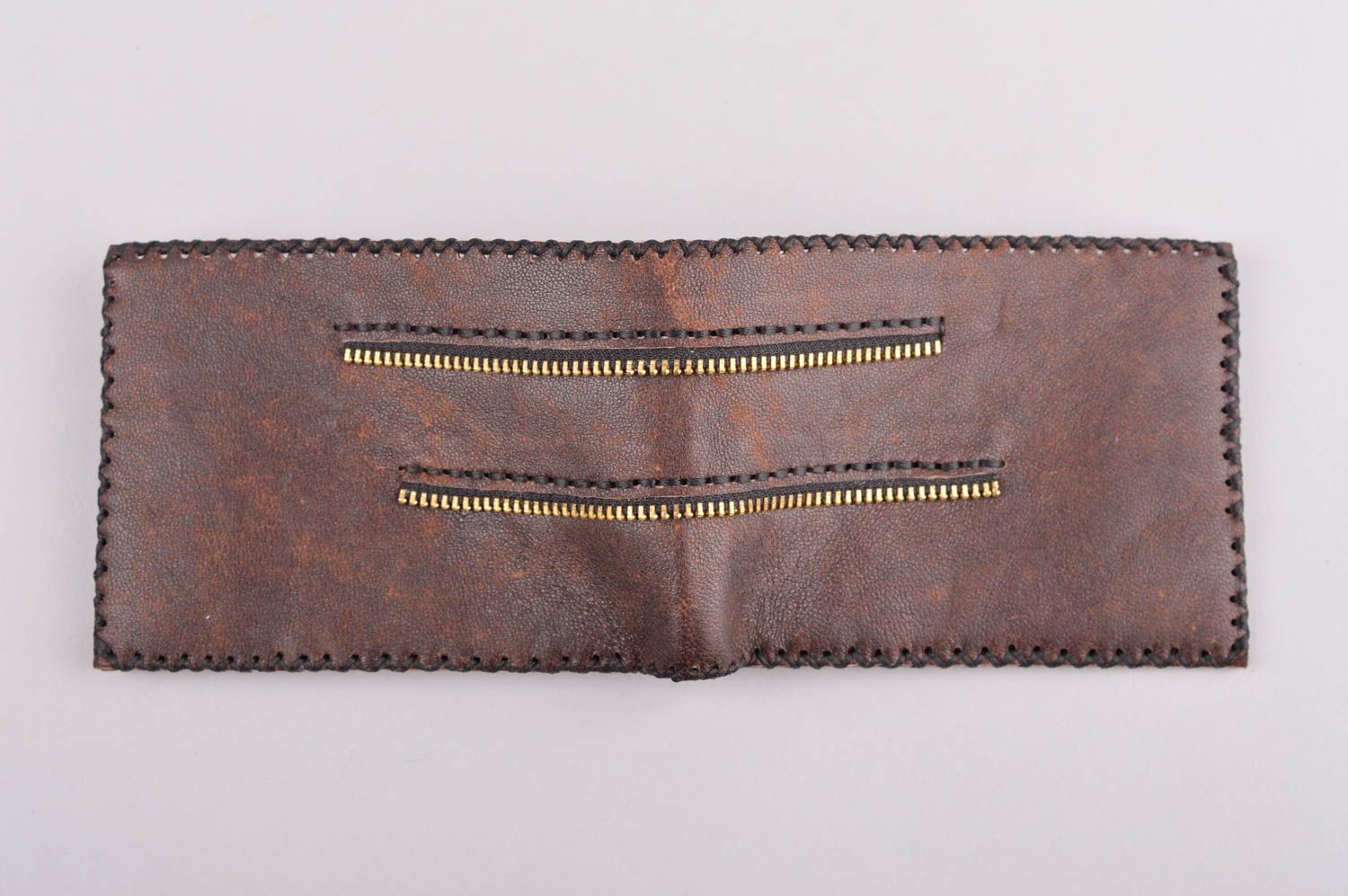 Мужское портмоне ручной работы кожаный кошелек аксессуар для мужчин коричневый фото 4