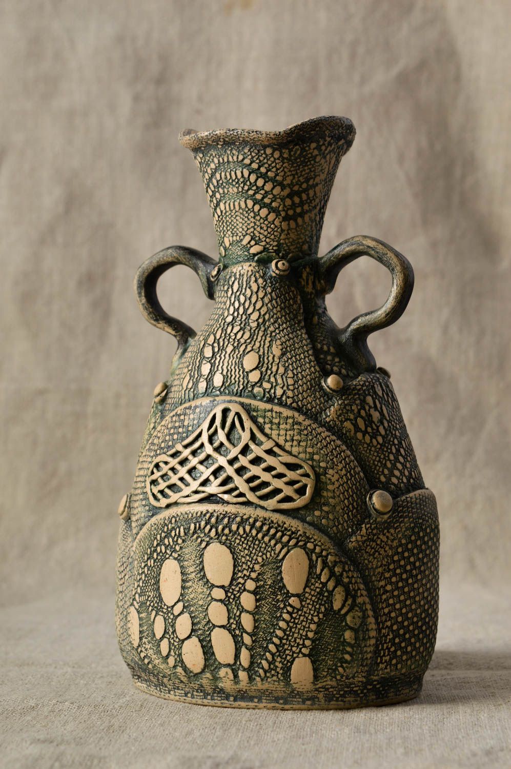 Vase design Déco maison fait main en argile pour fleurs Cadeau original photo 1