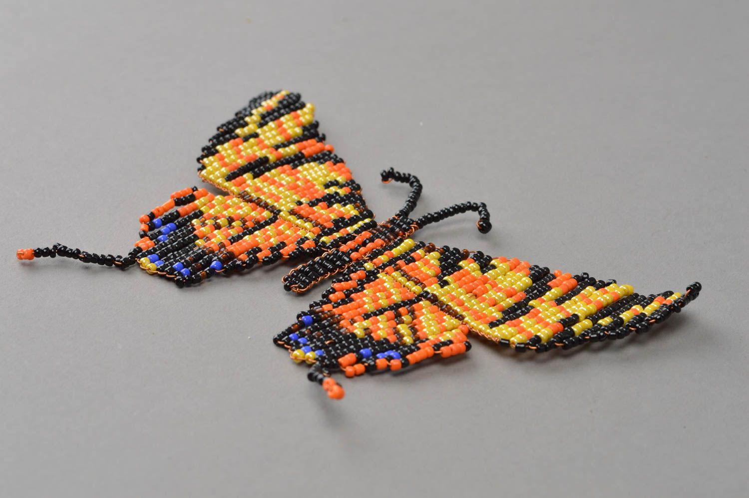 Beaded fridge magnet handmade accessory in the form of butterfly home decor photo 3