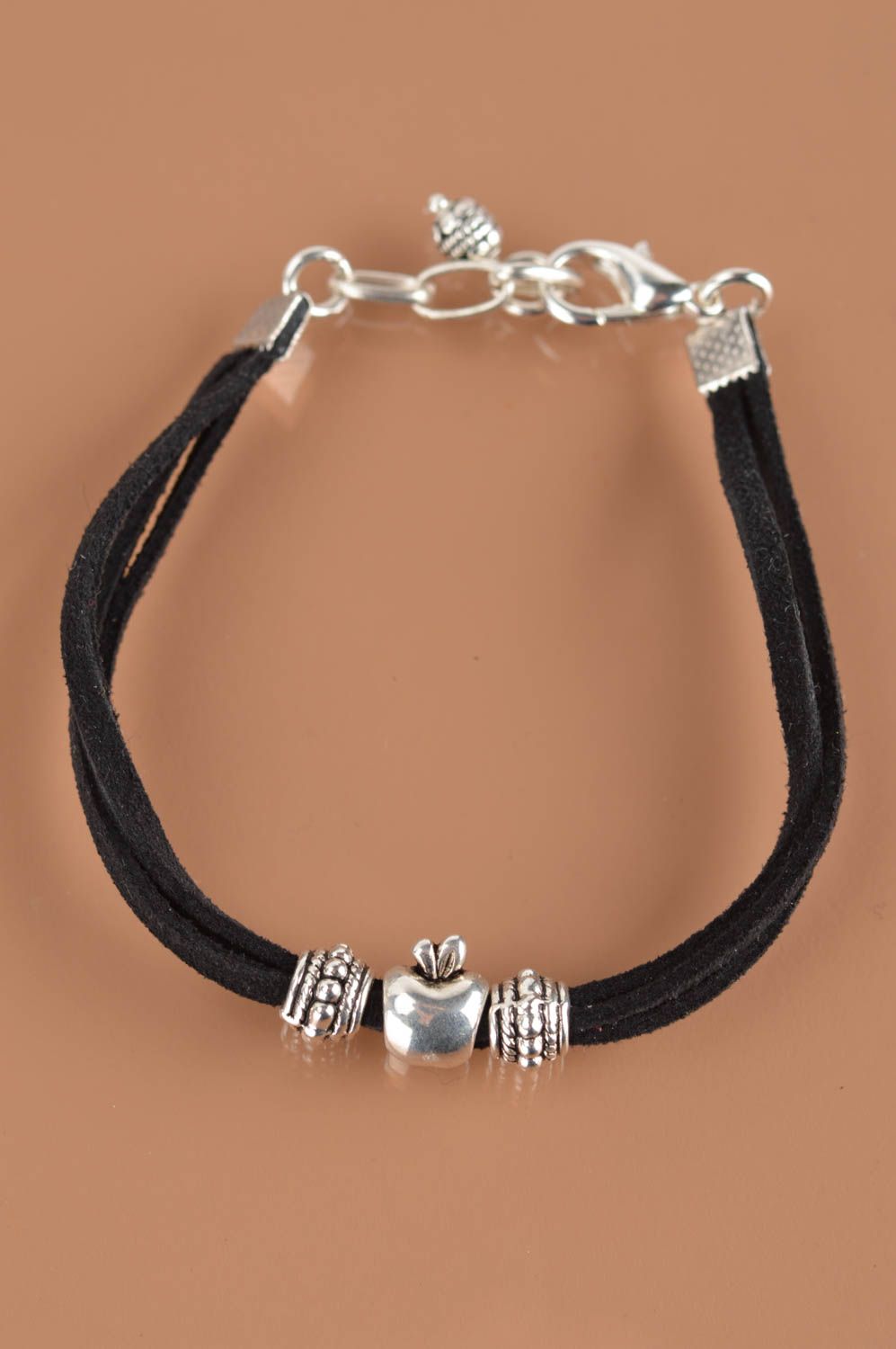 Beautiful black handmade designer suede cord bracelet for girls photo 5