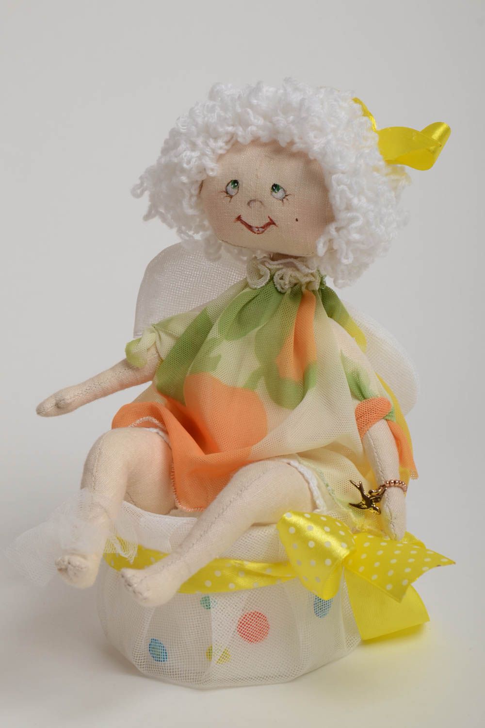 Originelle Interieur Puppe Engel aus Stoff bemalt schön für Dekor und Kinder foto 2