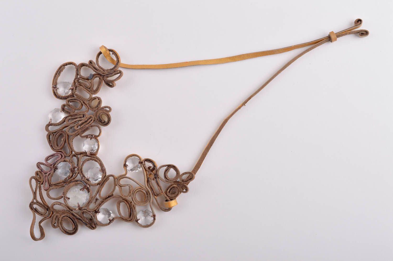 Halskette aus Stoff handgemachte Collier Halskette Leder Schmuck für Frauen foto 5