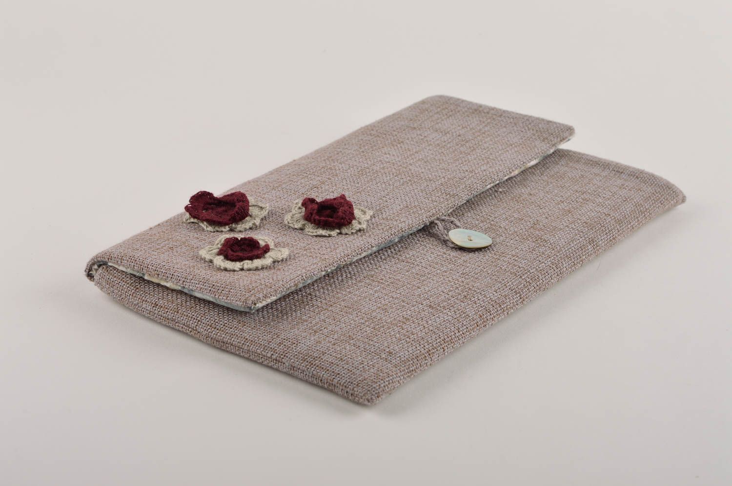 Small handmade beautiful unusual lovely accessories grey designer clutch photo 3