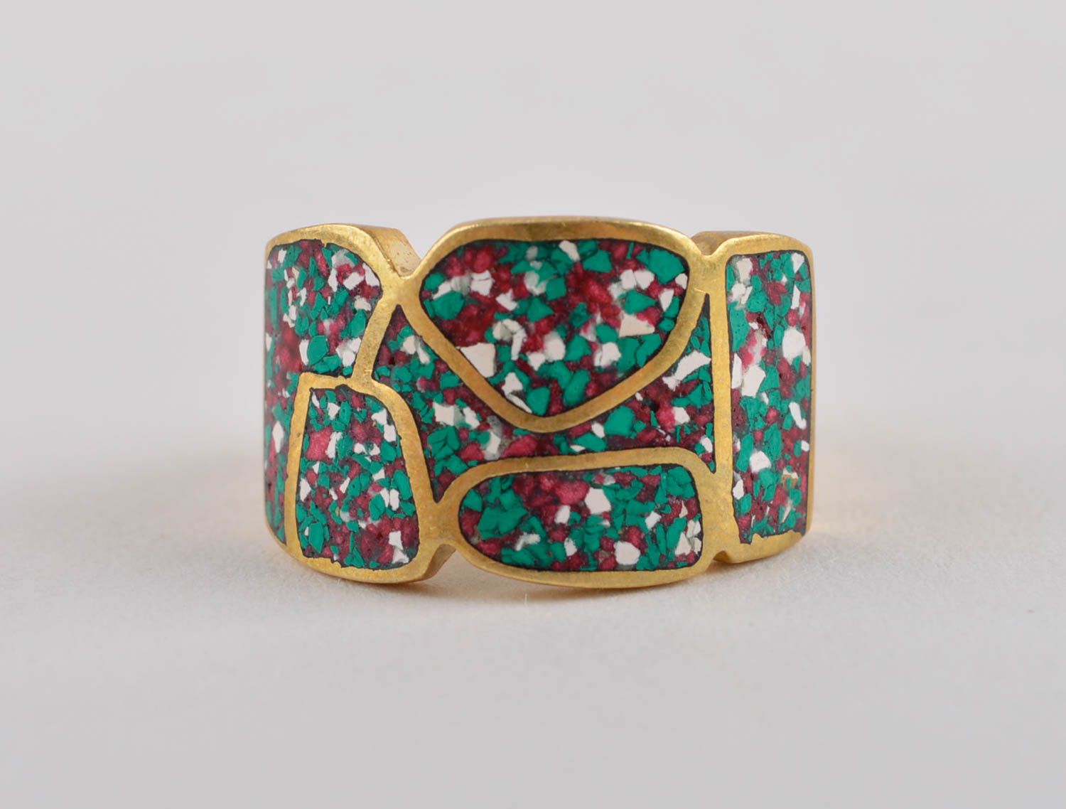 Кольцо ручной работы украшение из латуни модное кольцо стильное широкое фото 2