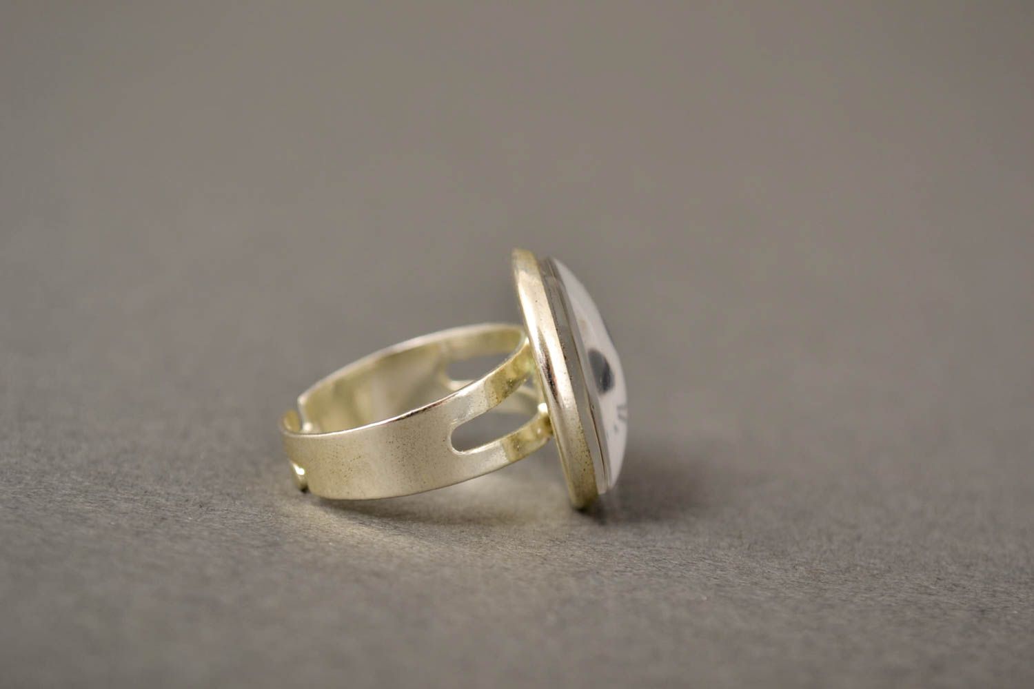 Кольцо ручной работы кольцо из эпоксидной смолы модное кольцо с фотопринтом фото 3