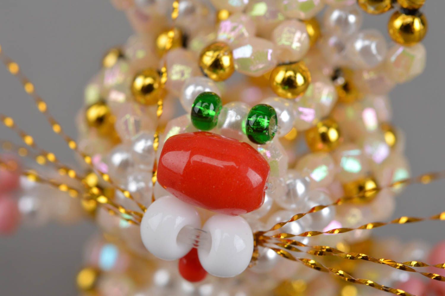Figura decorativa de abalorios con forma de gato hecha a mano decoración de casa foto 5