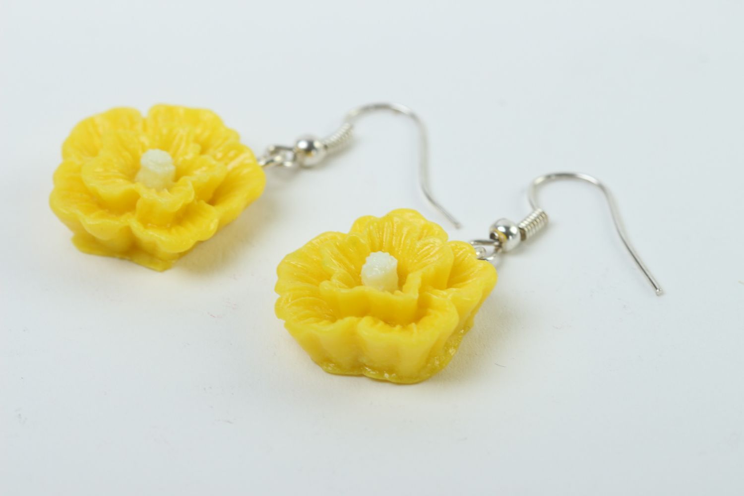 Handmade flower earrings bright yellow earrings cute designer jewelry photo 3