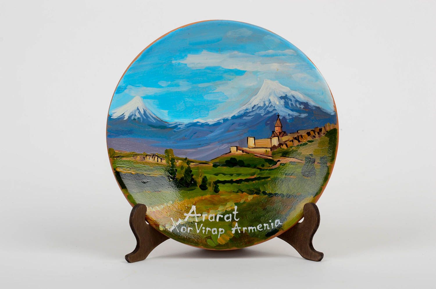Keramik Wandteller Landschaft handmade Haus Deko Wohn Accessoire bemalt  foto 1