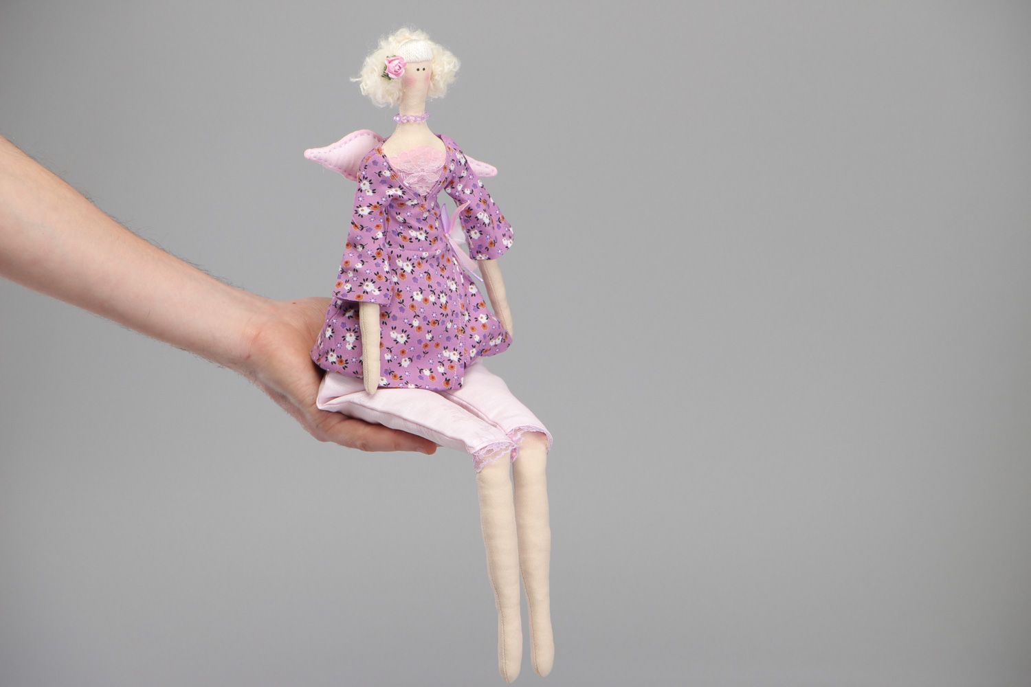 Künstlerische weiche handmade Puppe aus Textil Engel für Haus Deko foto 4