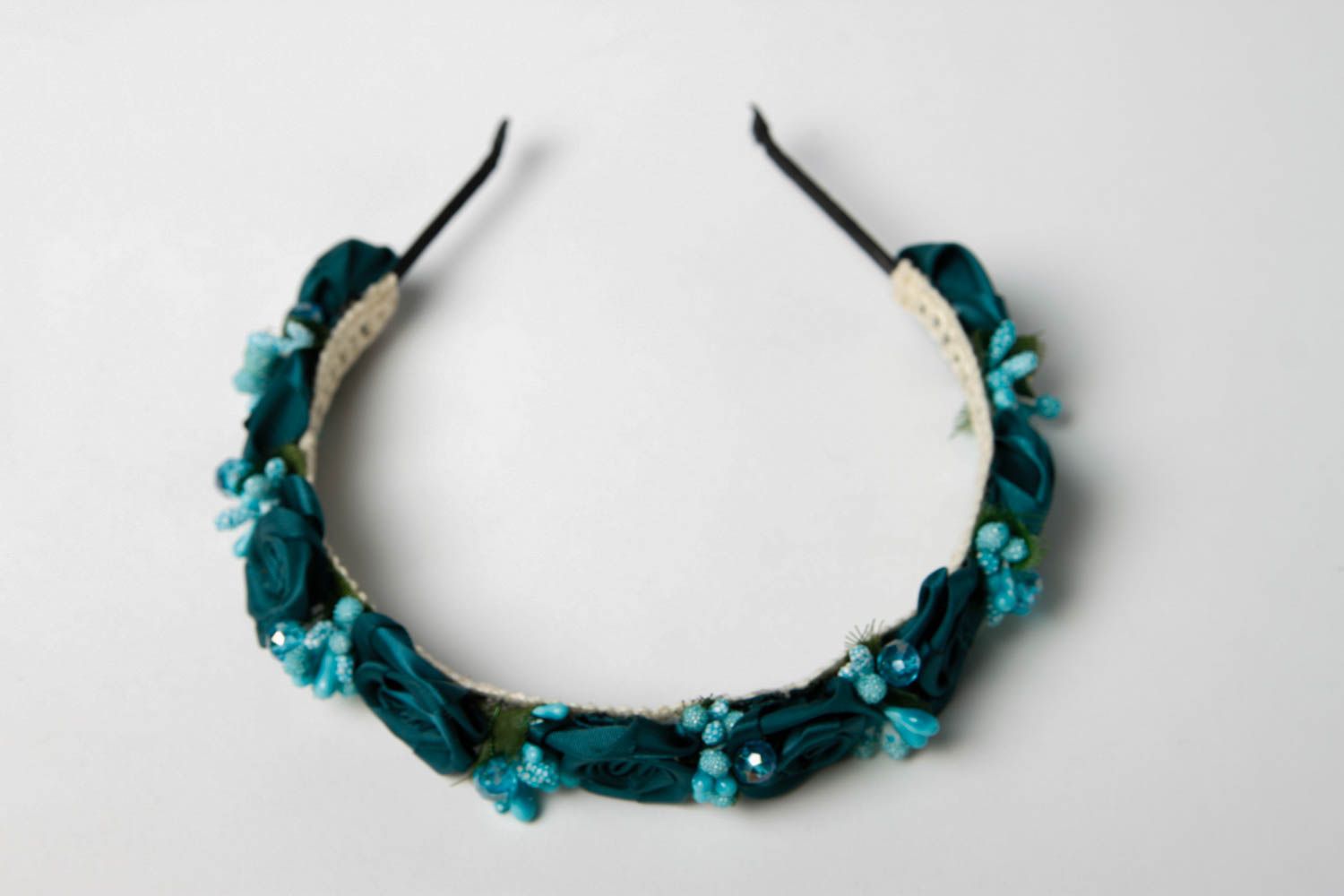 Diadema hecha a mano regalo original para mujer adorno para el pelo azul foto 3