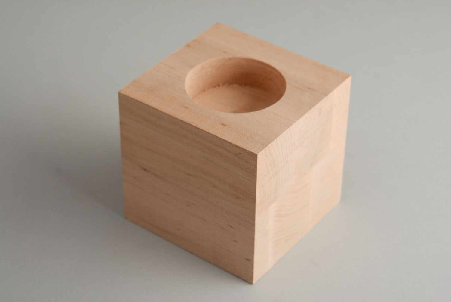 Bougeoir cube en bois brut à décorer  photo 3