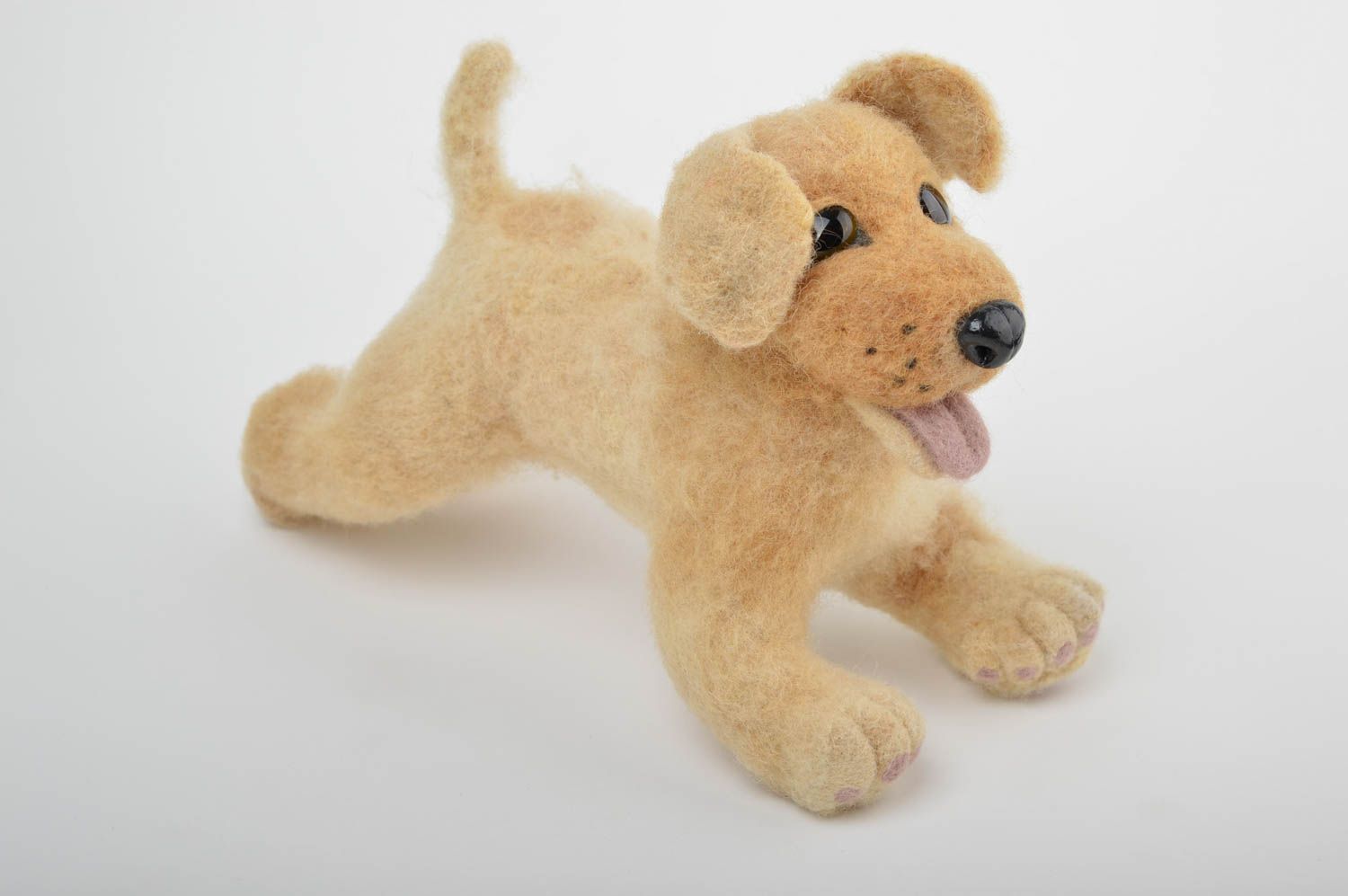 Handmade Kuscheltier Hund Haus Dekoration kleines Spielzeug aus Wolle gefilzt foto 5
