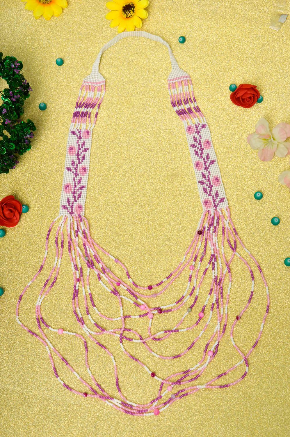 Handgefertigt Schmuck Halskette Damen Collier Accessoires für Frauen hell foto 1