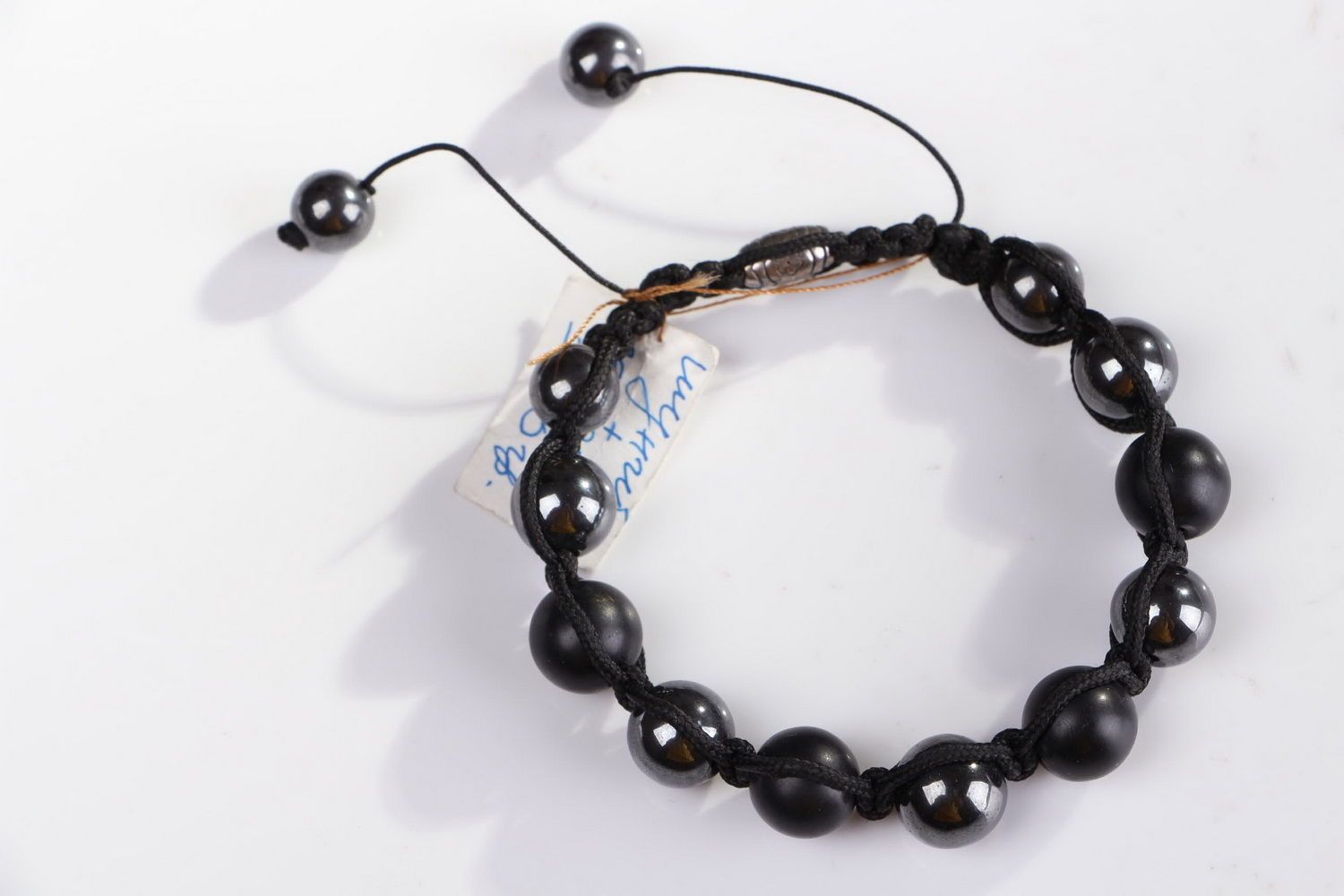 Bracelet made of hematite and shungite beads  photo 2