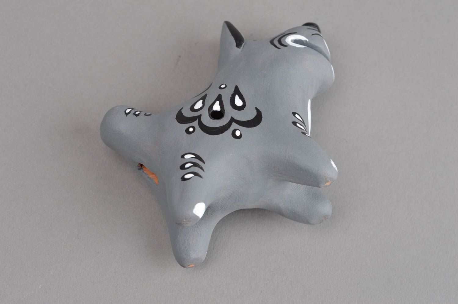 Керамическая свистулька ручной работы глиняная игрушка свистулька из глины Волк фото 4