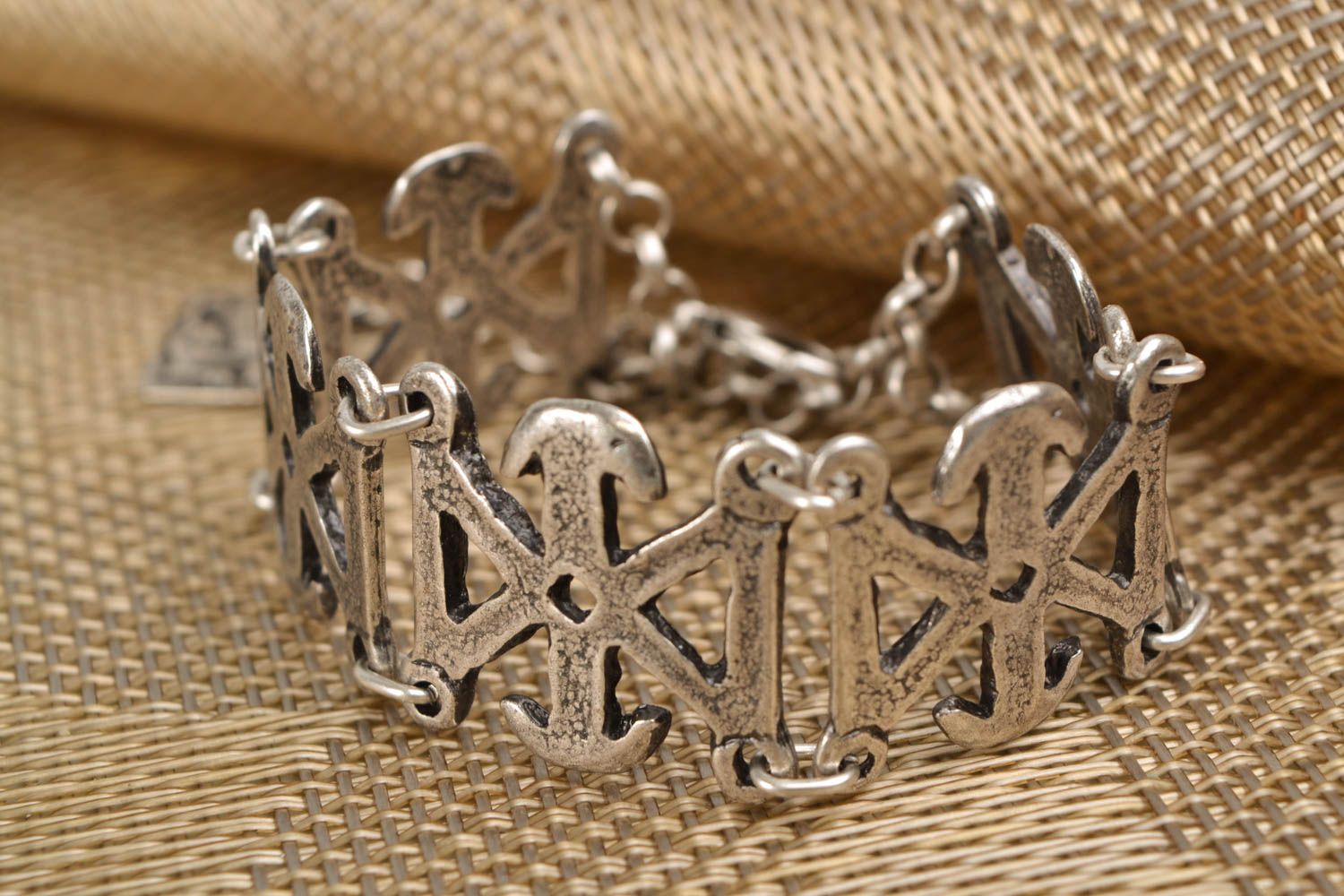 Bracelet en métal ethnique fait main original zinc aluminium cuivre pour femme photo 1