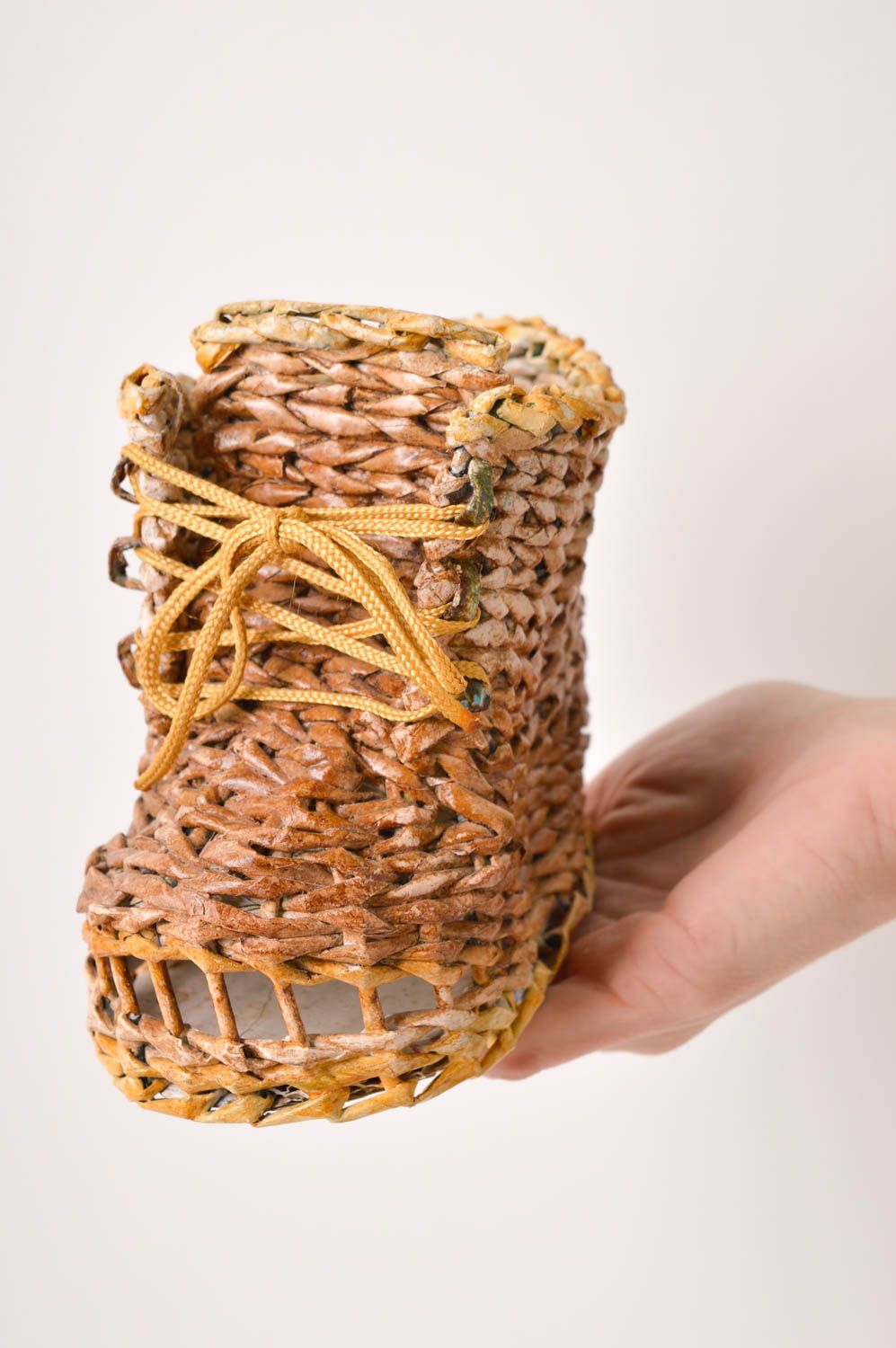 Плетеная корзина ручной работы корзина из бумаги подарочная корзина башмак фото 5