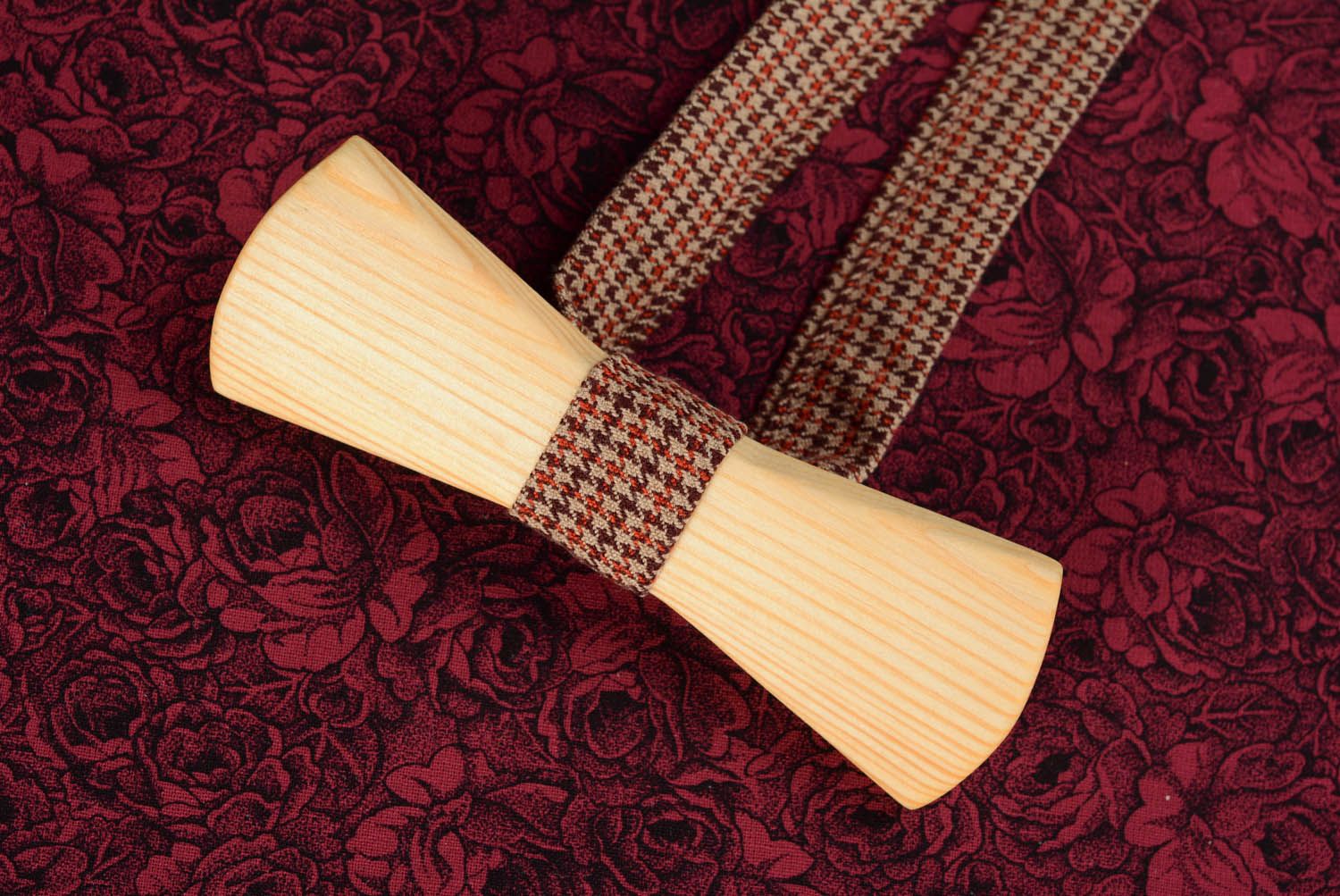 Corbata de moño Tweed de terracota foto 3