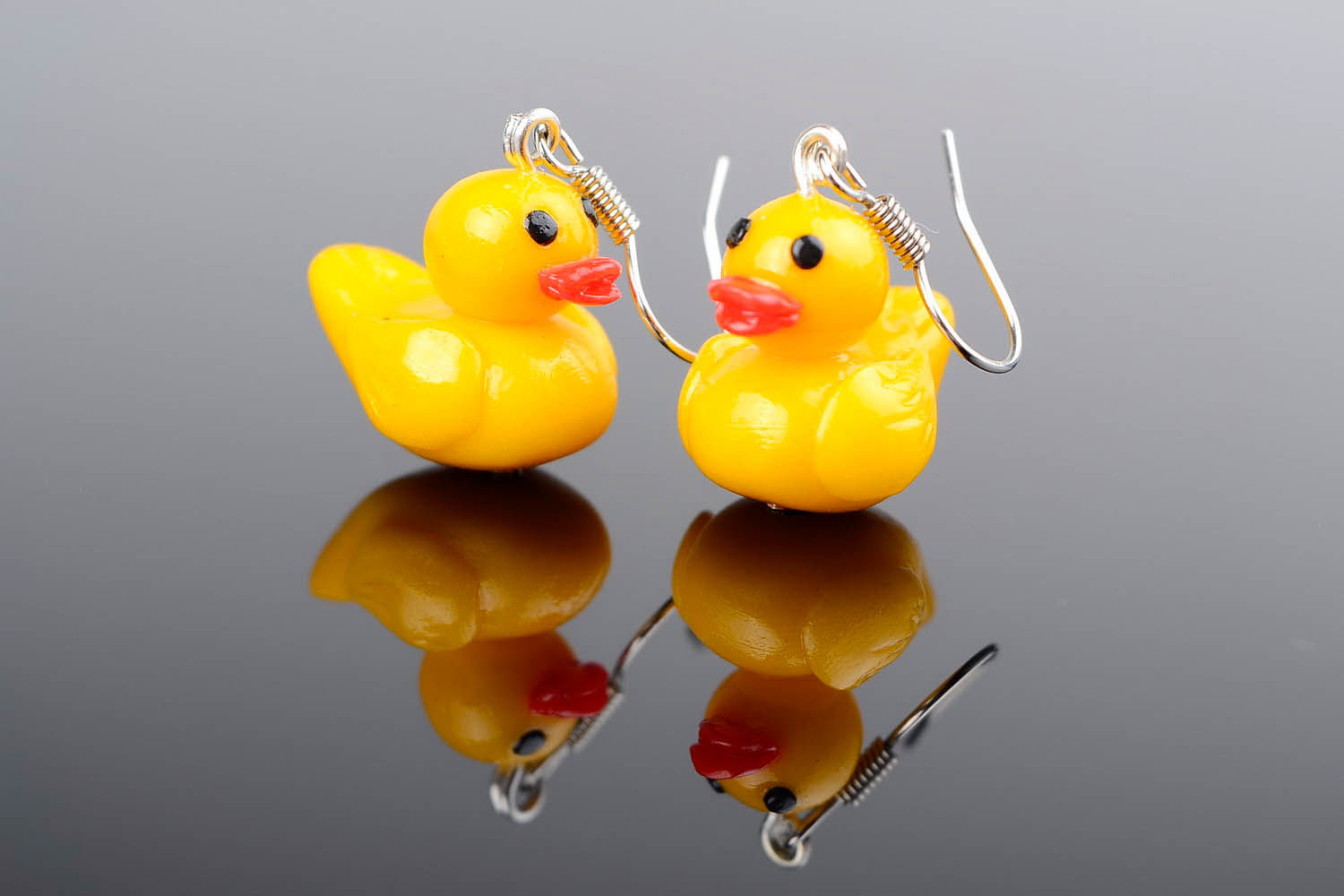 Earrings made ​​of polymer clay Ducks photo 2