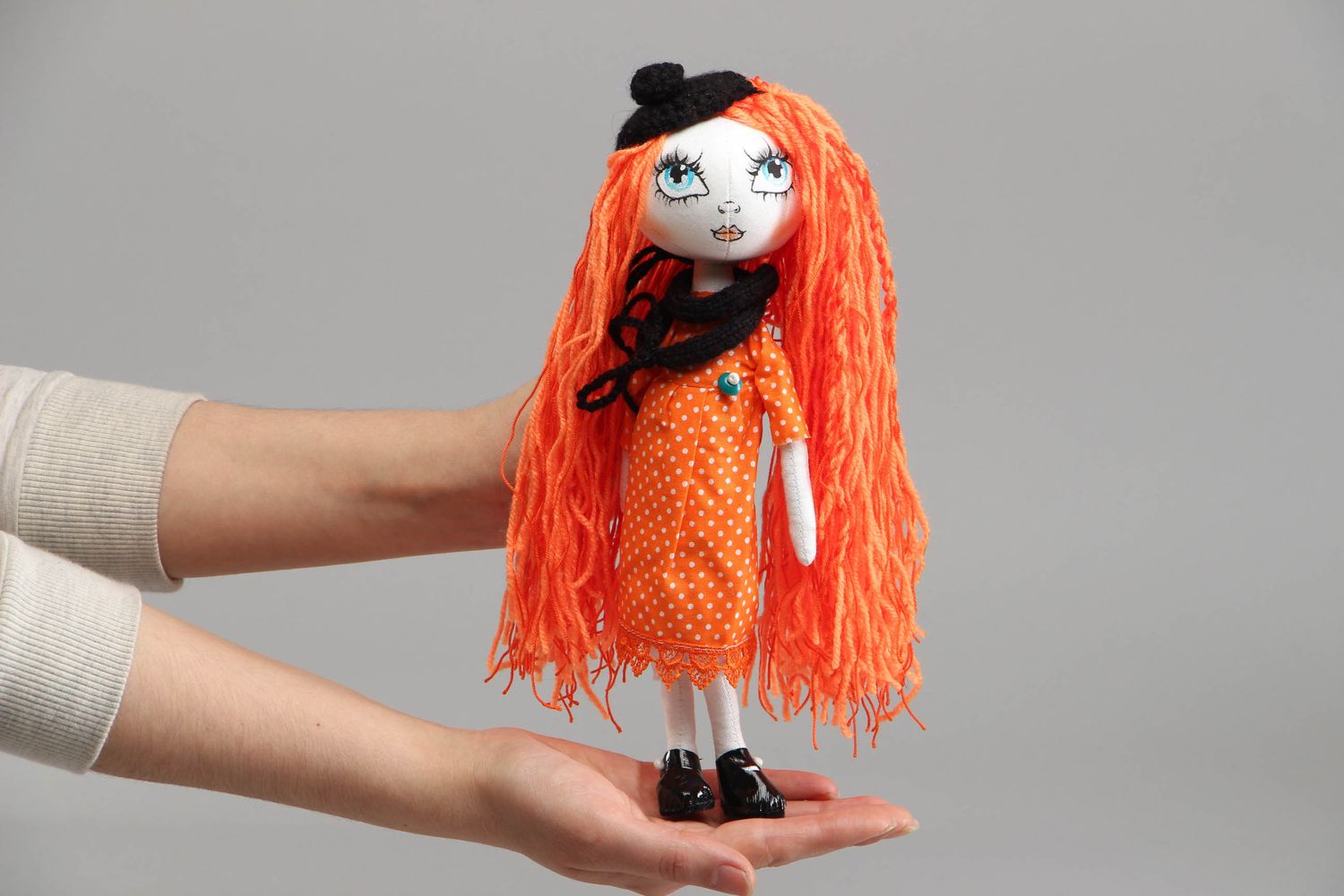 Handmade collectible doll with long hair photo 4