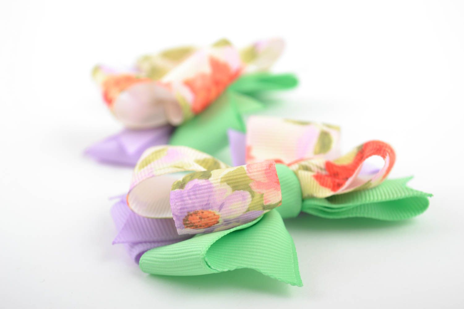Set of 2 handmade ribbons bows hair bows supplies jewelry making bows for hair photo 4