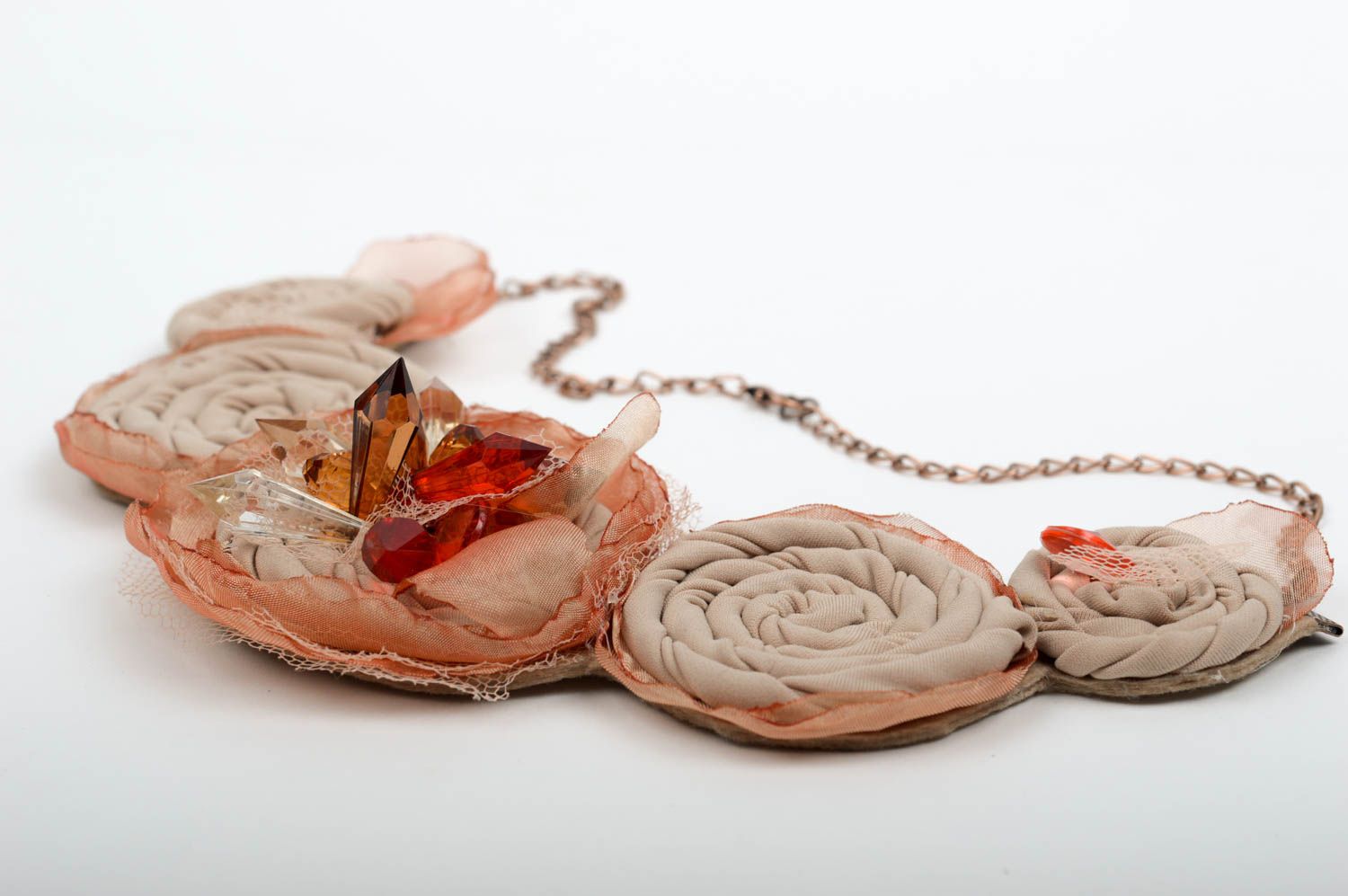 Handmade Stoff Collier Halsschmuck für Damen Frauen Accessoire massiv elegant foto 2