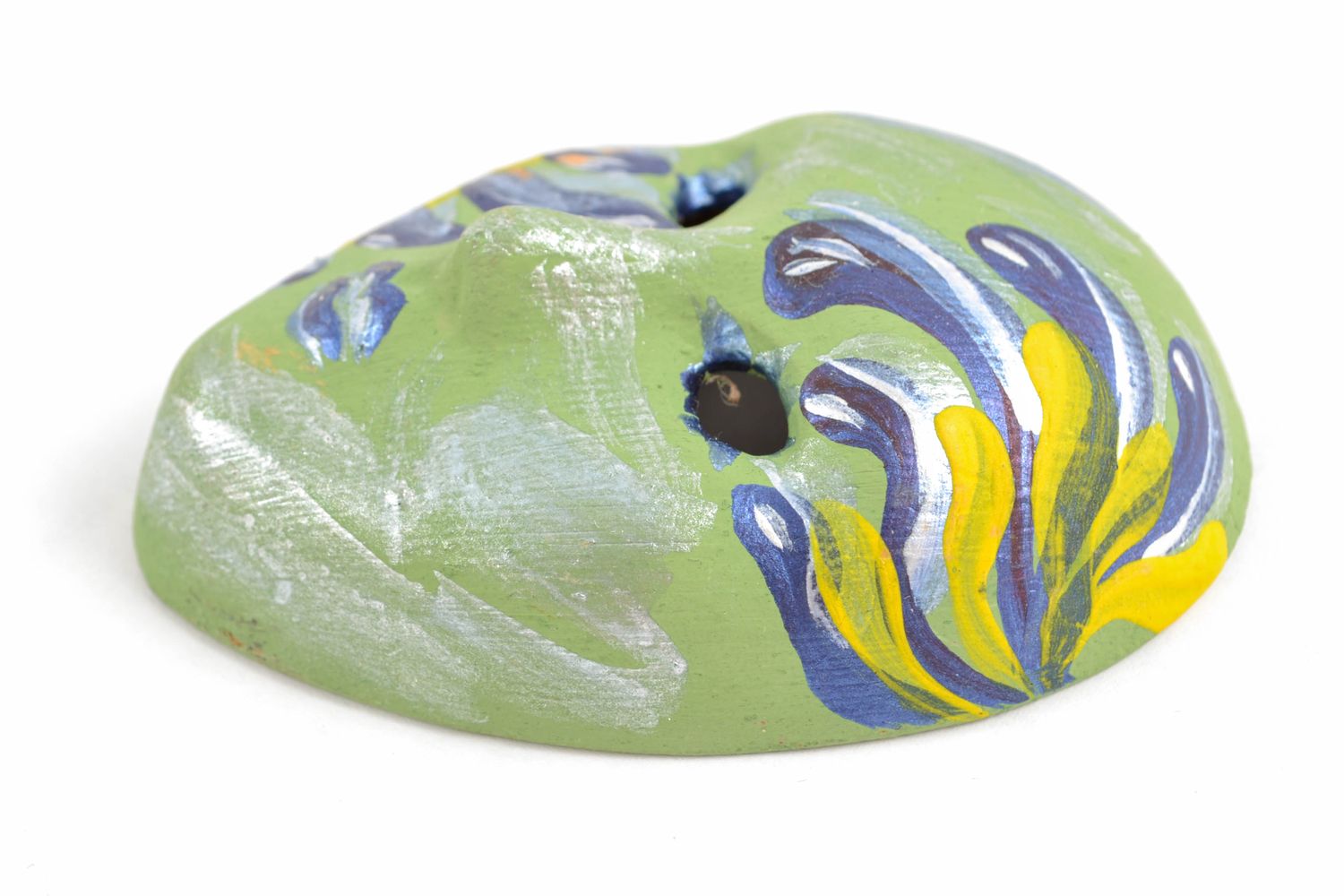 Unusual painted clay wall pendant mask photo 3