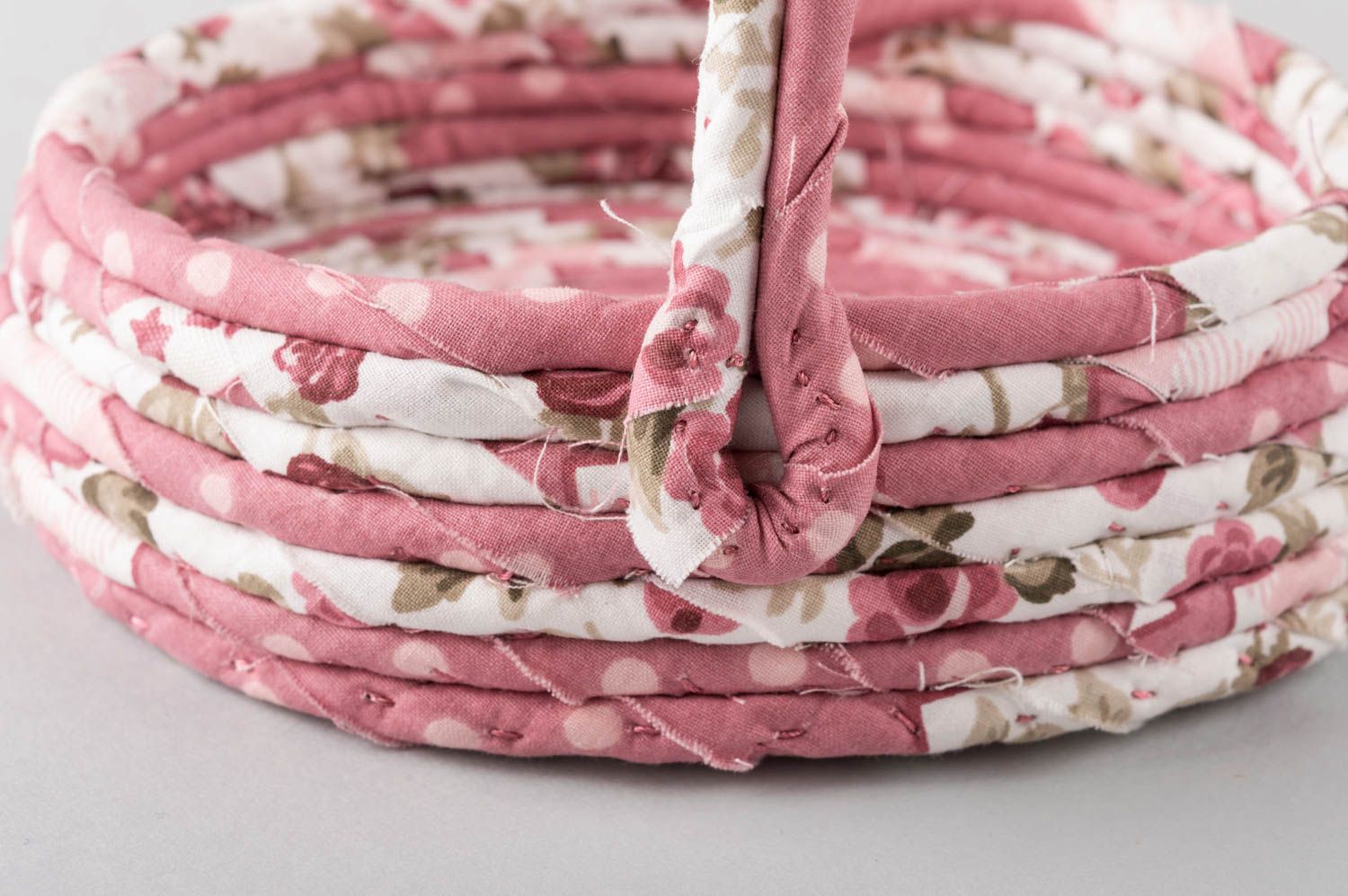 Panier ovale fait main Corbeille en tissu Décoration maison rose original photo 5