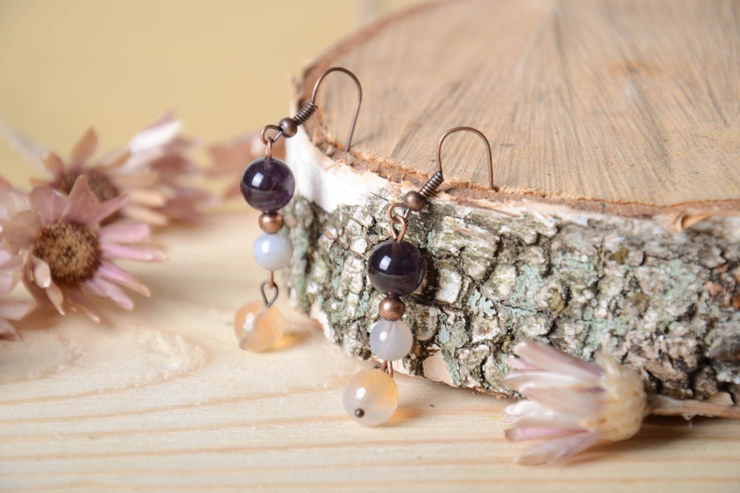 Handmade designer earrings unusual earrings with charms stylish jewelry photo 1