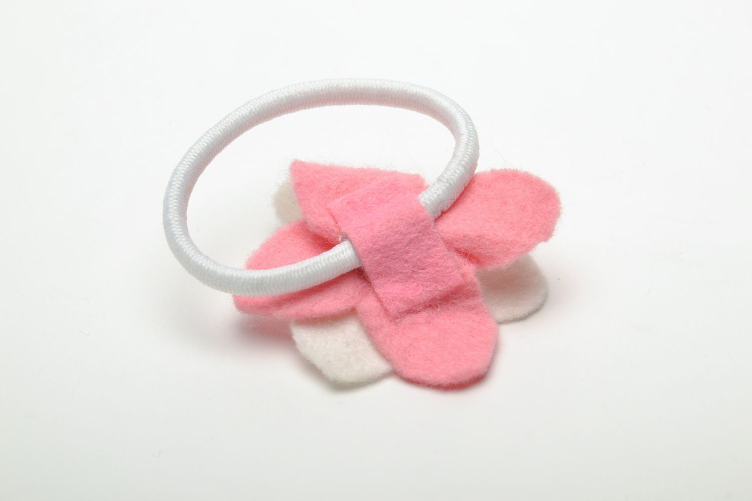 Light scrunchy in gentle colors with felt flower photo 5
