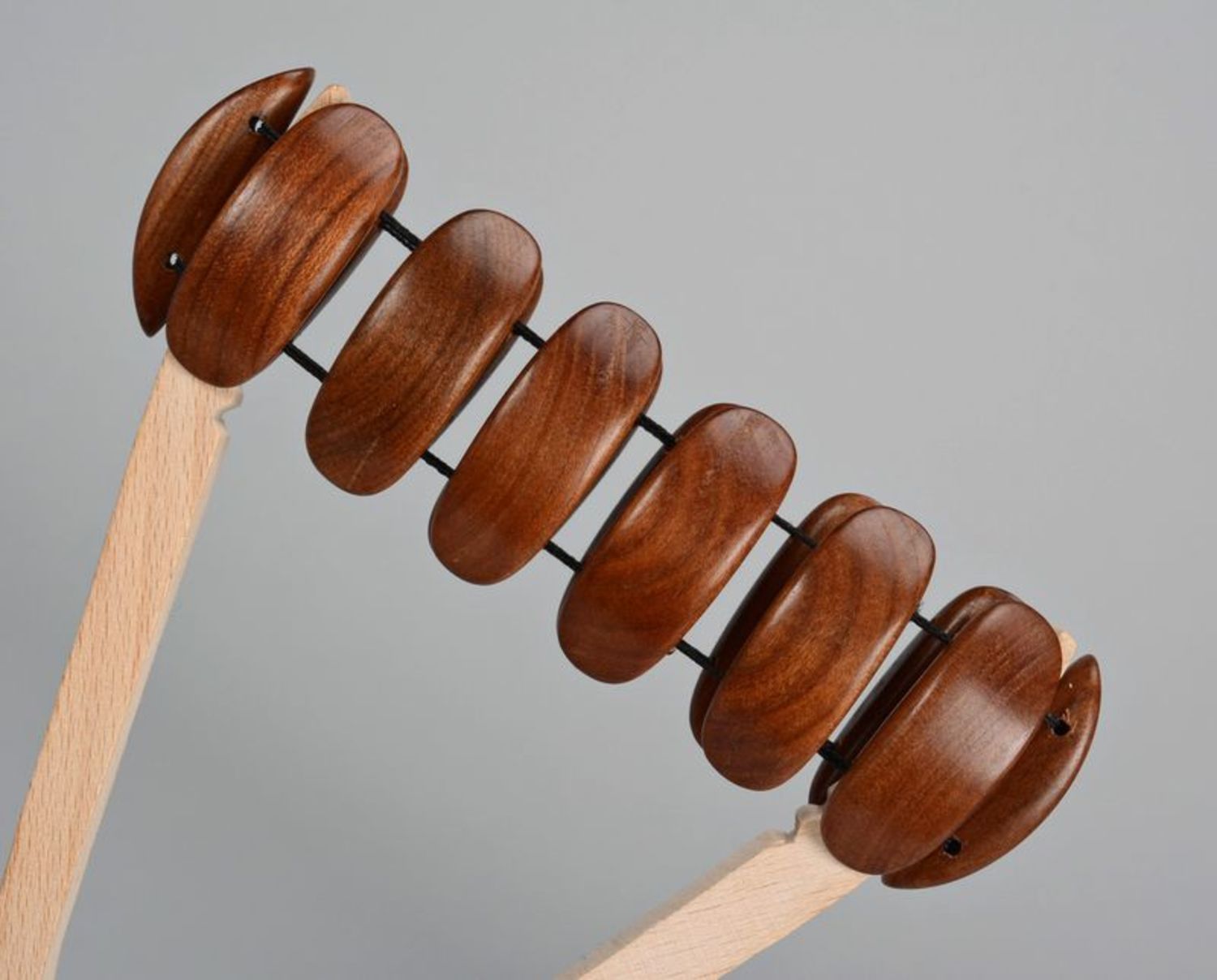 Bracciale di legno fatto a mano braccialetto marrone braccialetto da polso
 foto 4